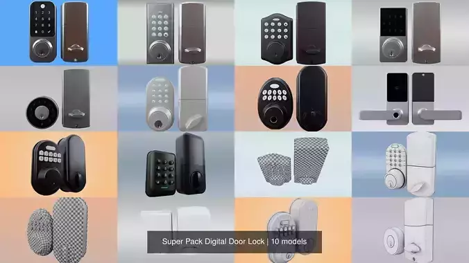 Super Pack Digital Door Lock 3D Model Collection