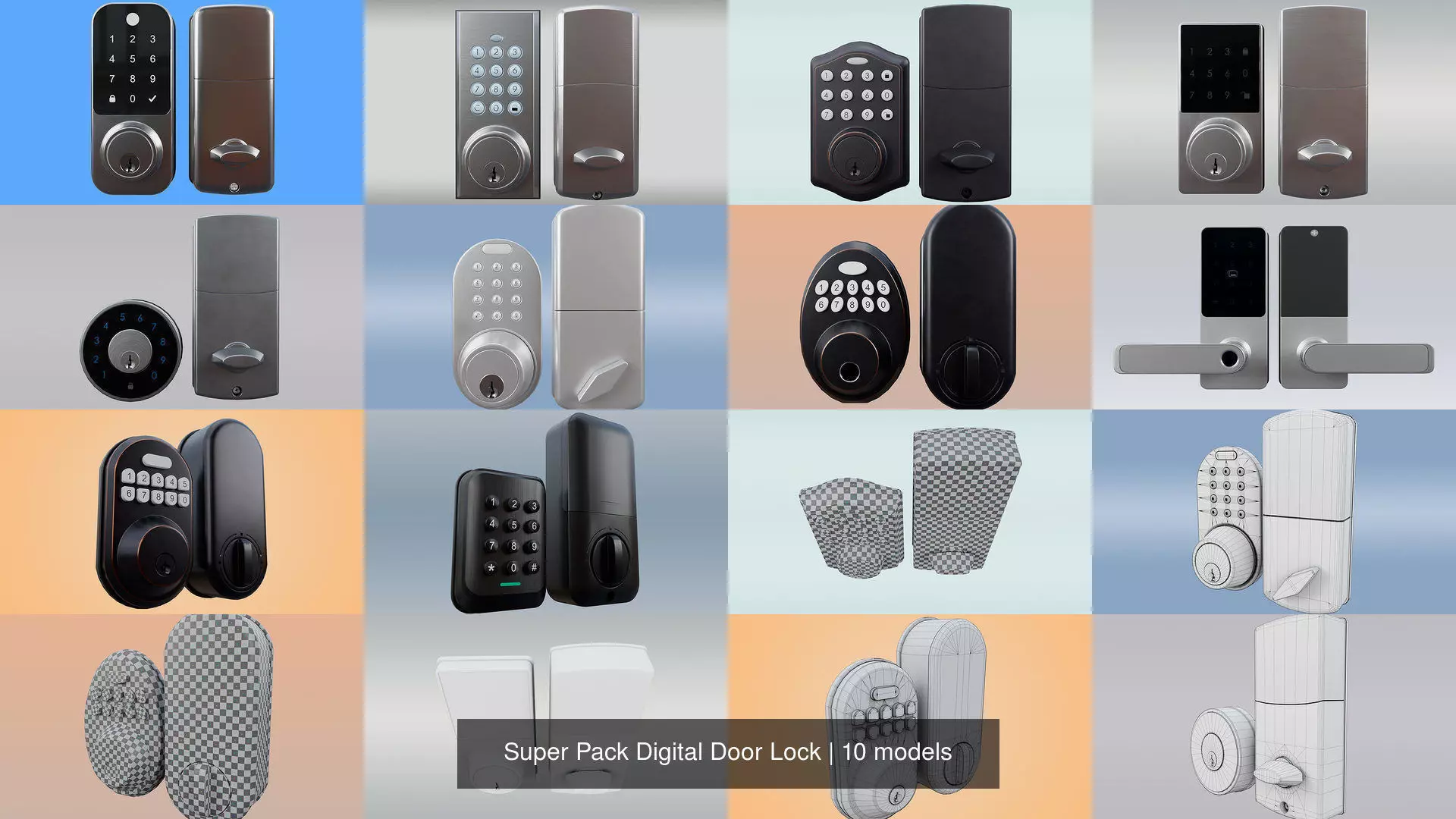 Super Pack Digital Door Lock 3D Model Collection_0