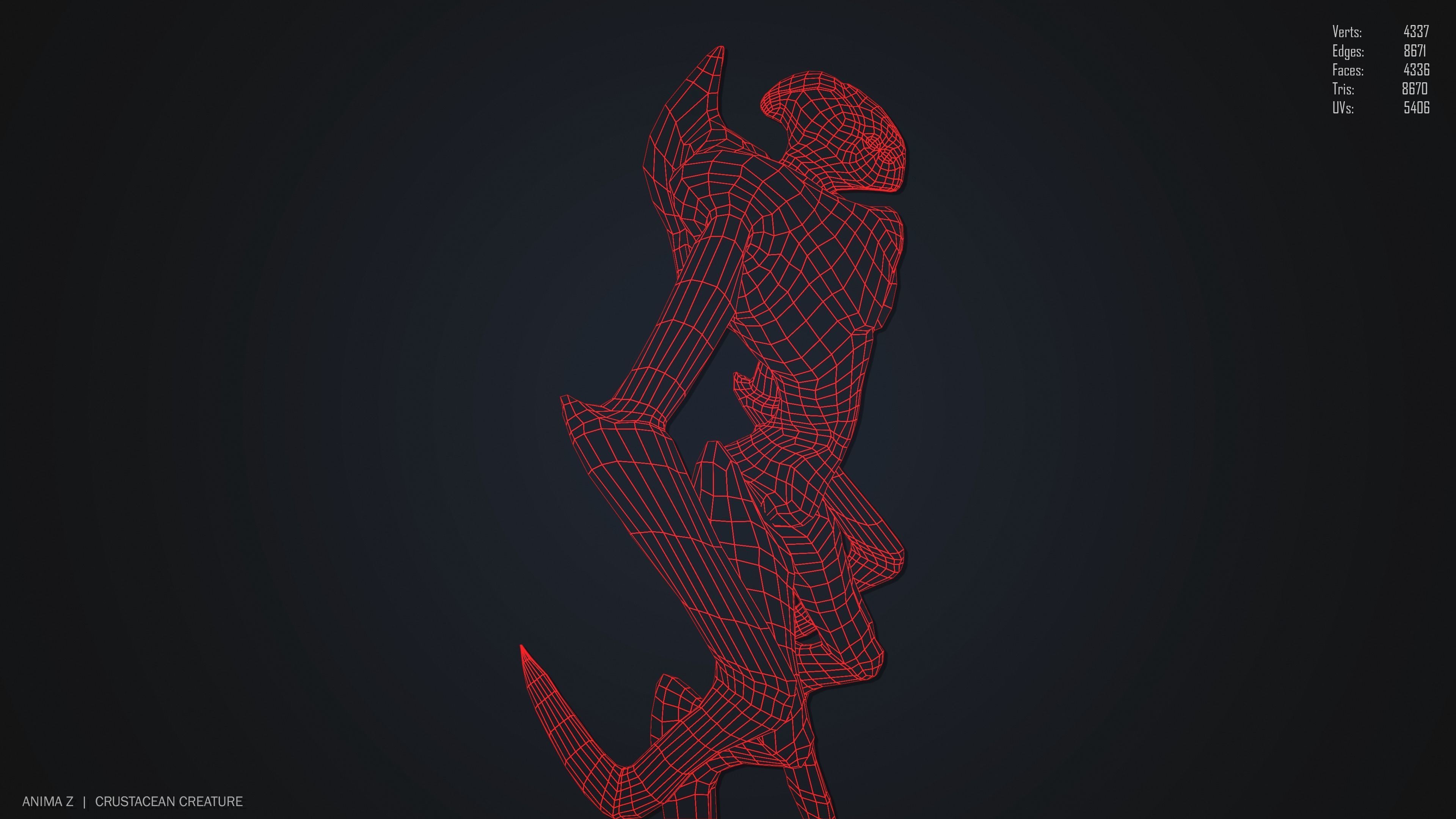 Crustacean creature Low-poly 3D model_15