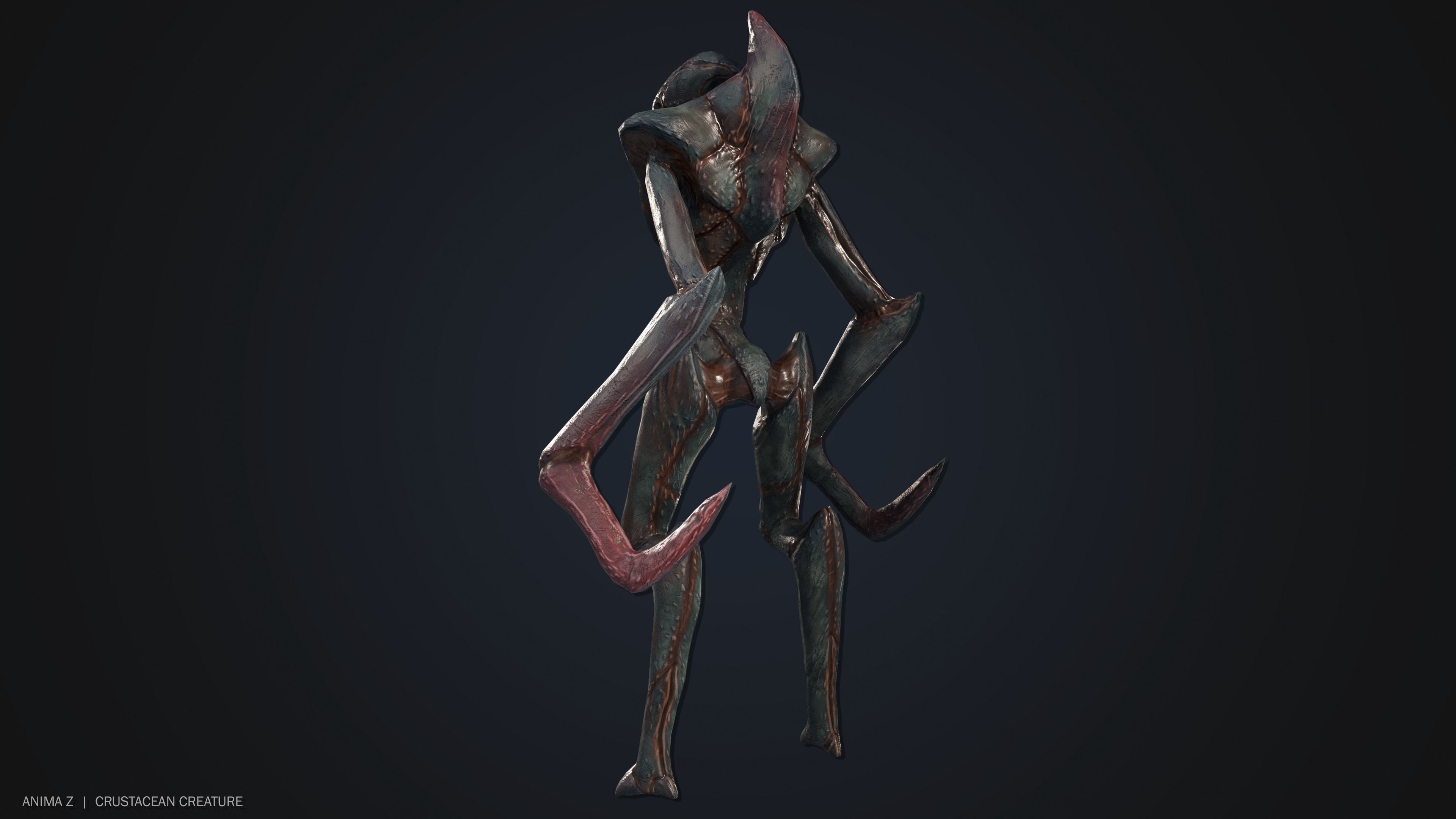 Crustacean creature Low-poly 3D model_5