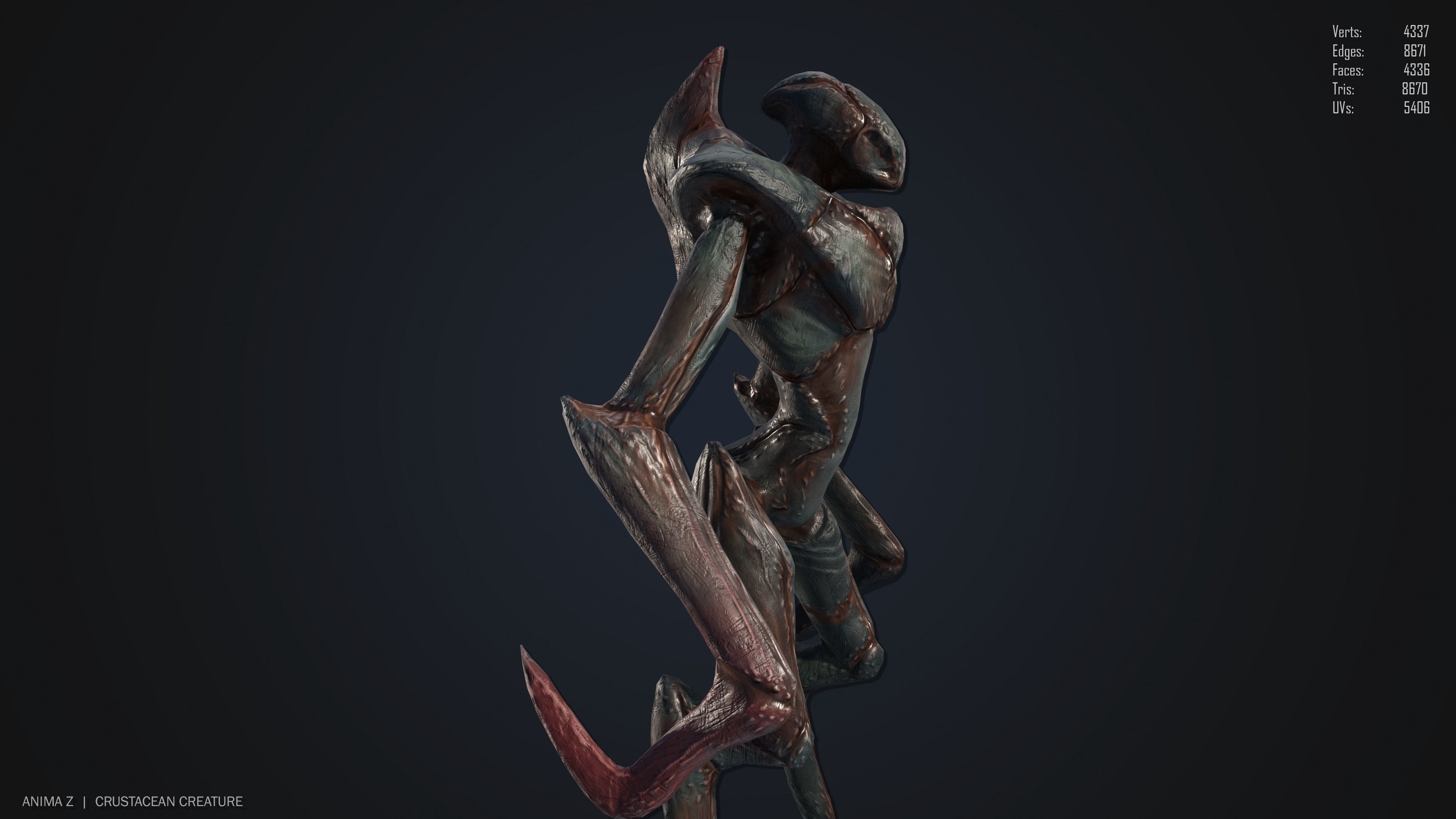 Crustacean creature Low-poly 3D model_1