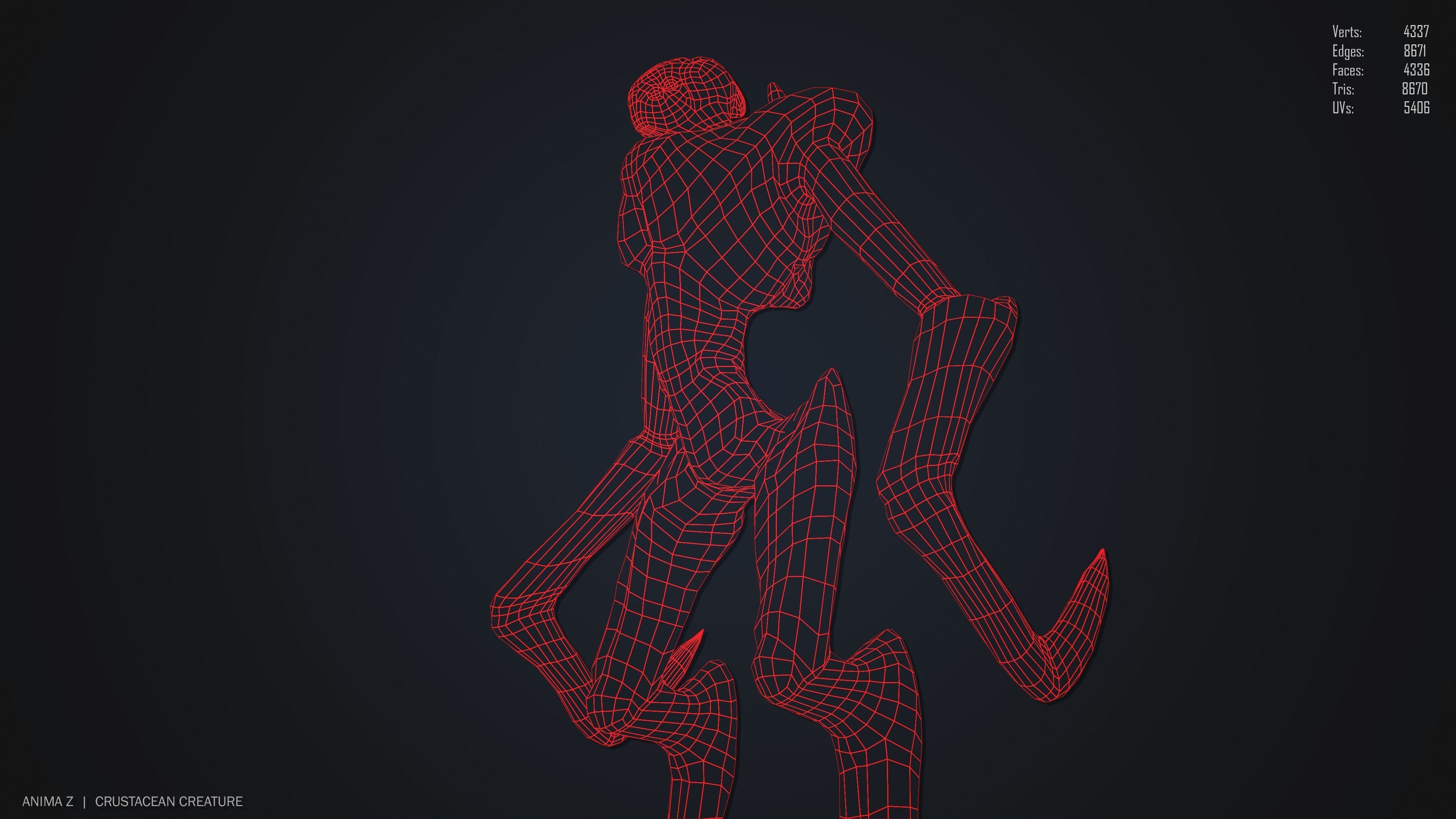 Crustacean creature Low-poly 3D model_14