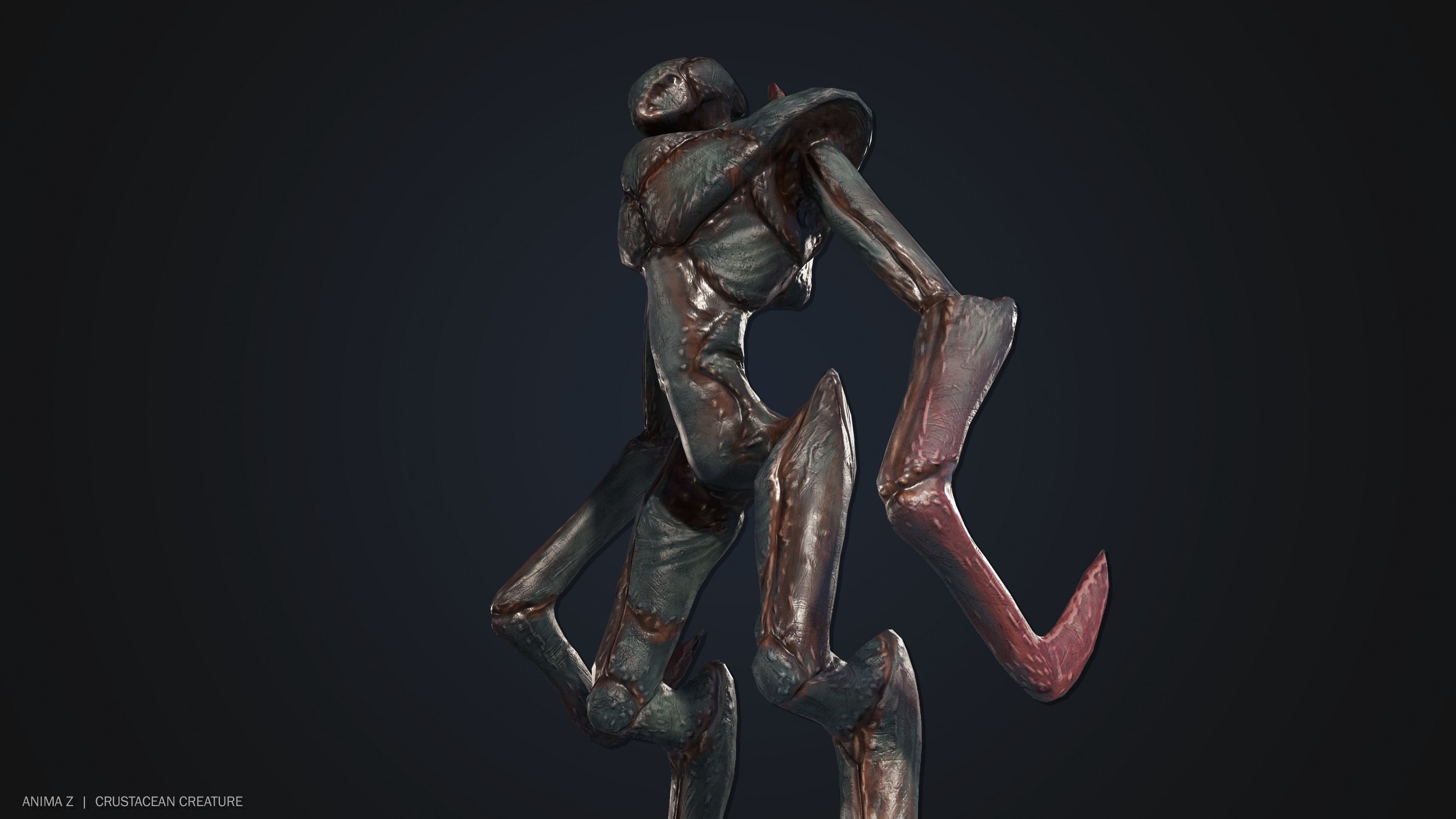 Crustacean creature Low-poly 3D model_9