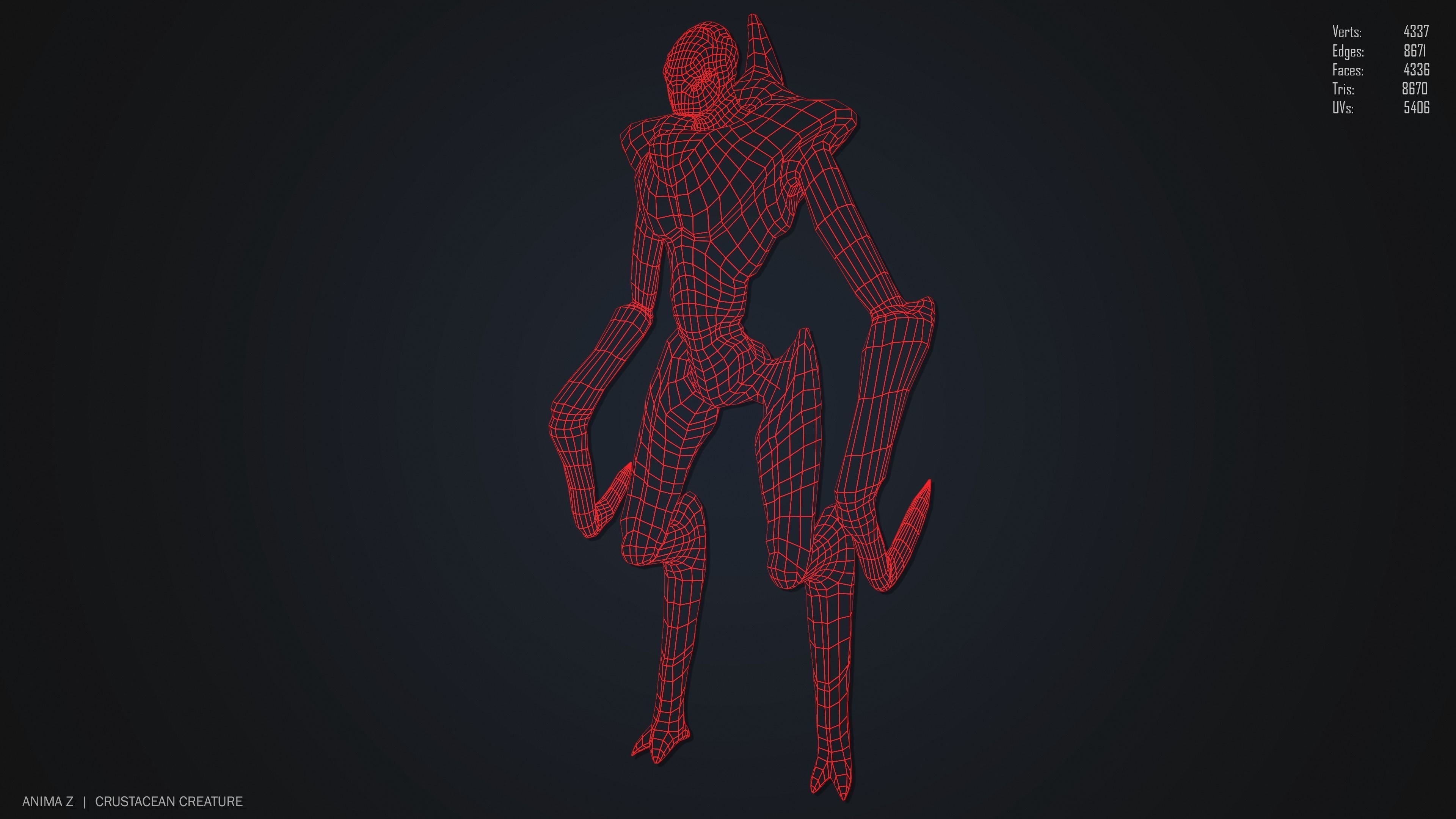 Crustacean creature Low-poly 3D model_10