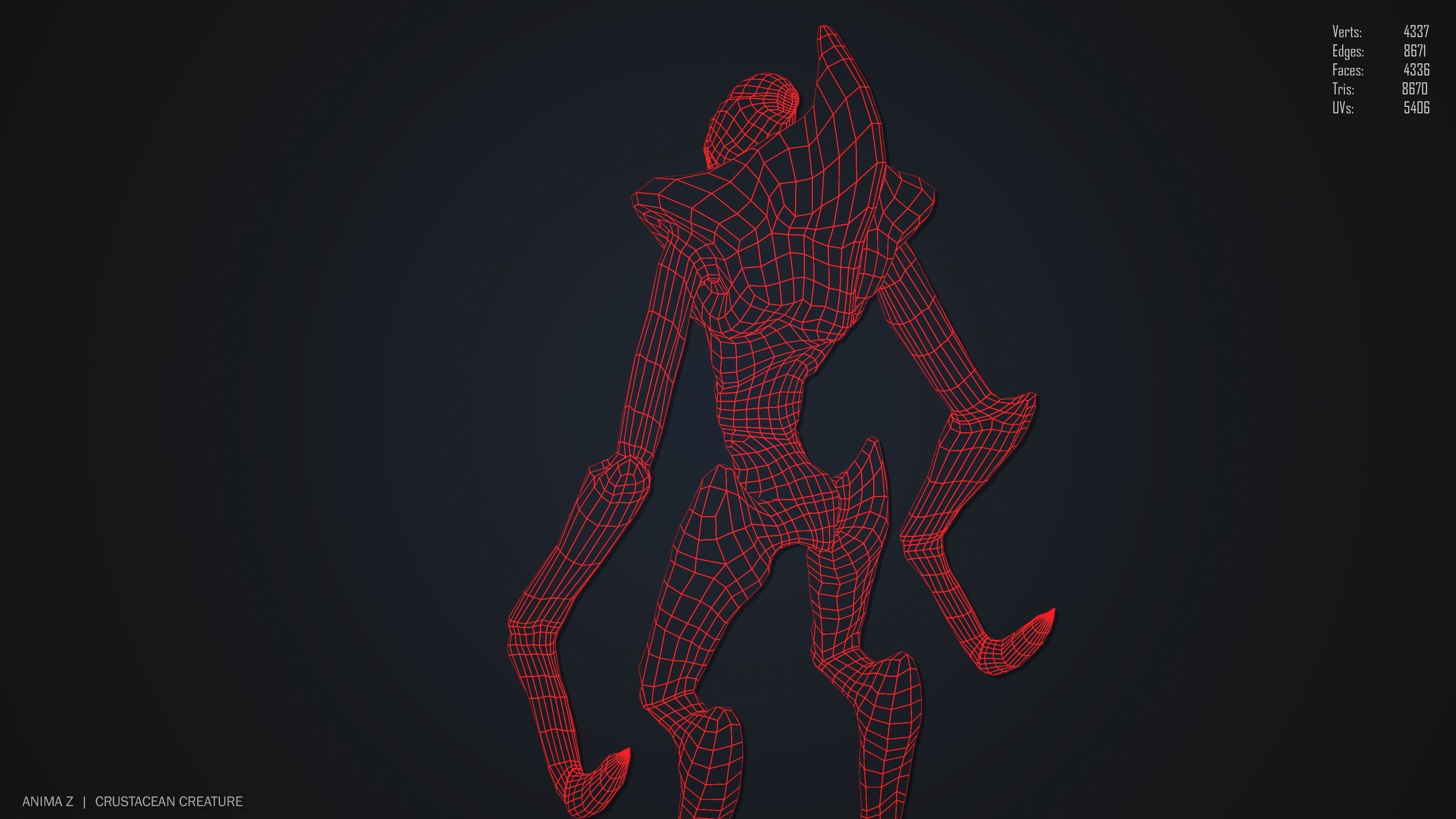 Crustacean creature Low-poly 3D model_13