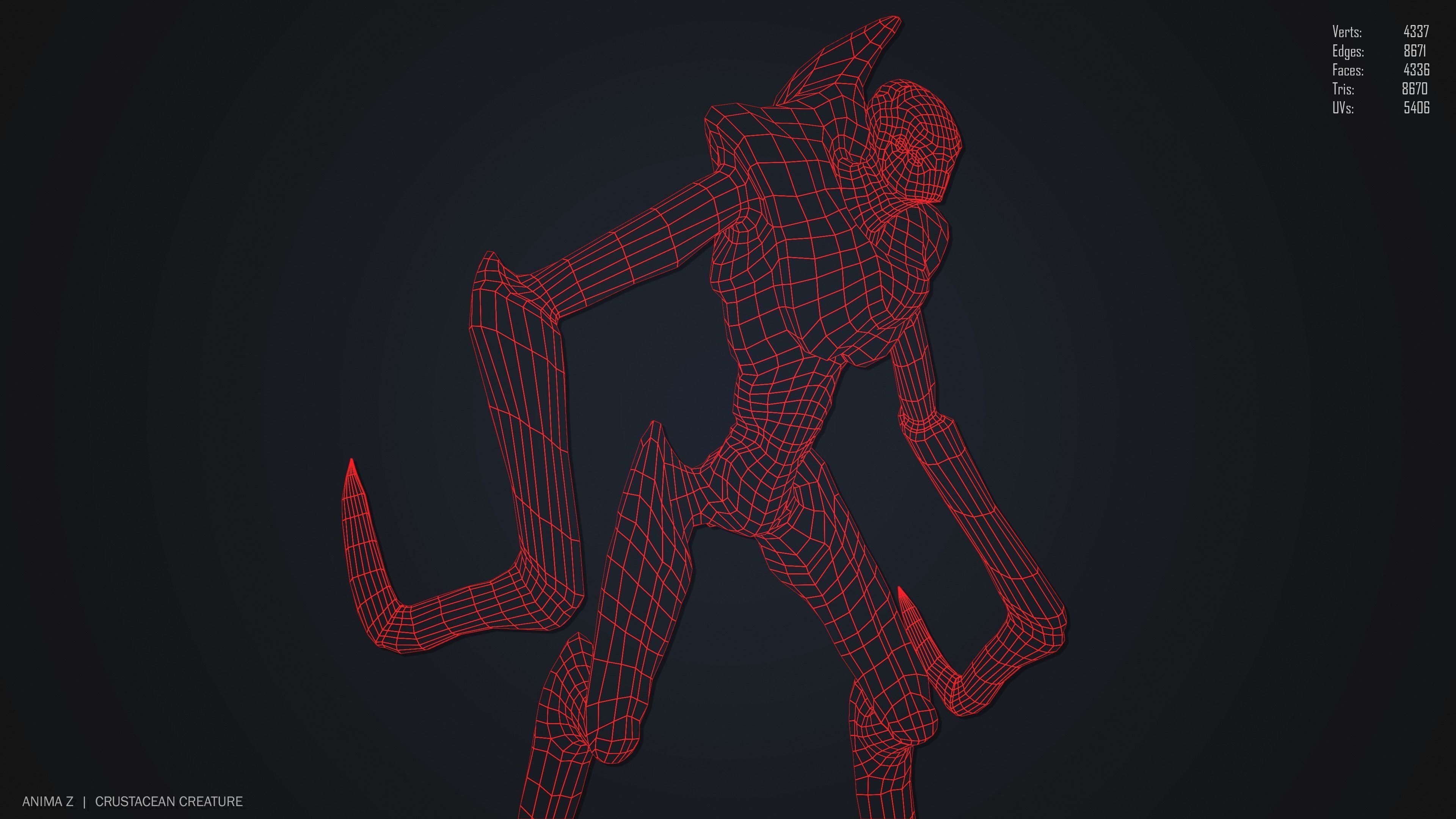 Crustacean creature Low-poly 3D model_12