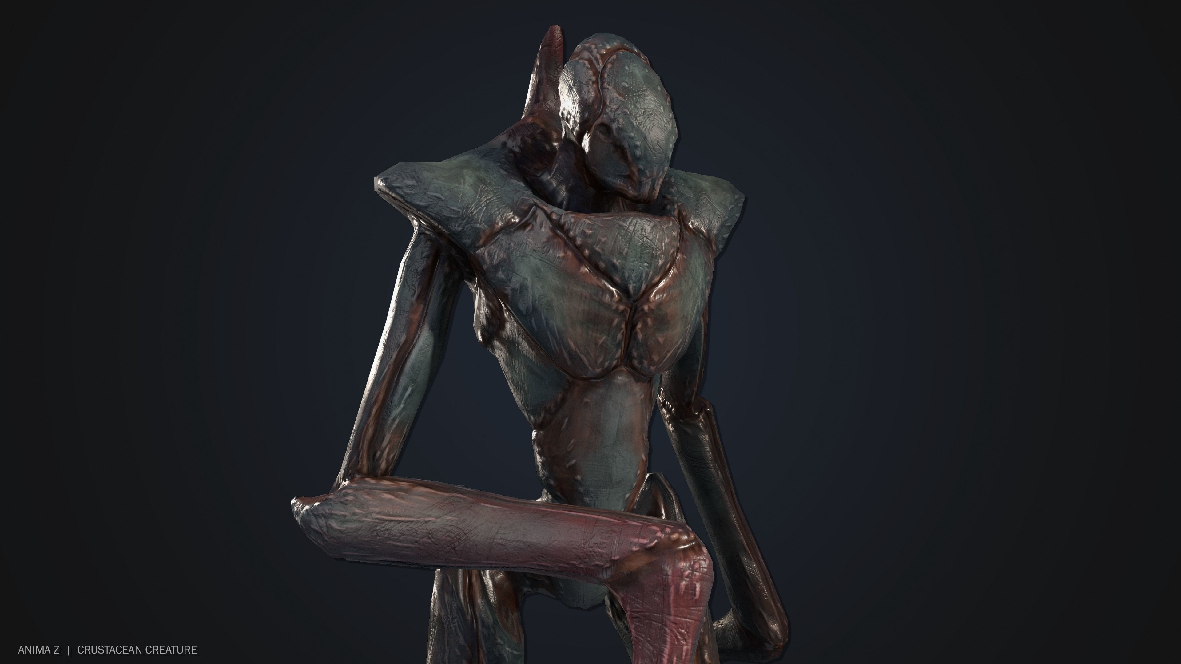 Crustacean creature Low-poly 3D model_6