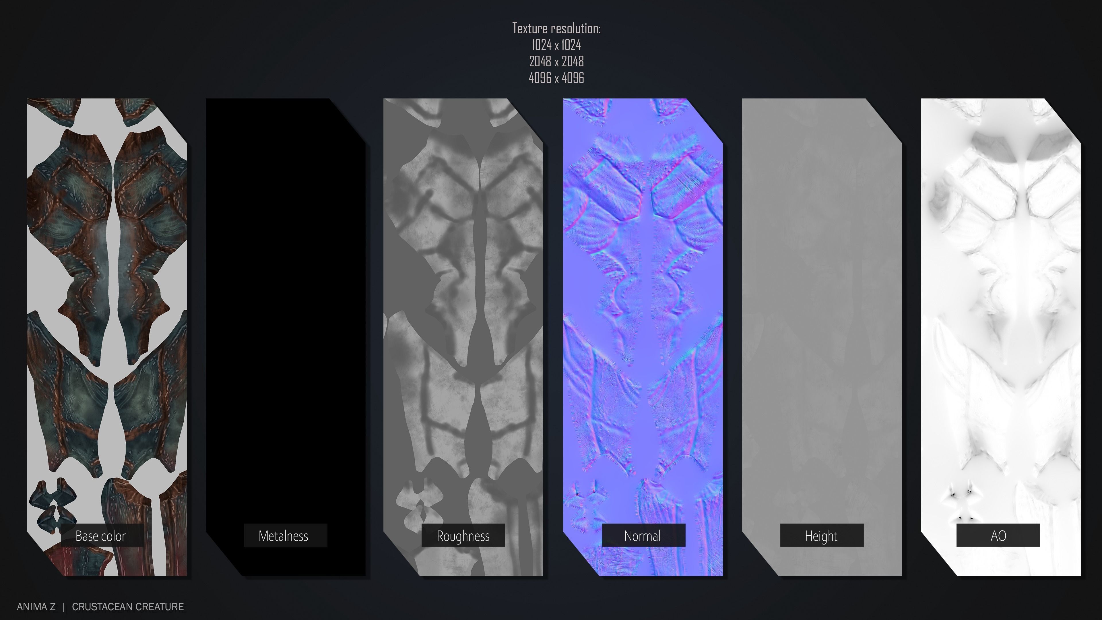 Crustacean creature Low-poly 3D model_3