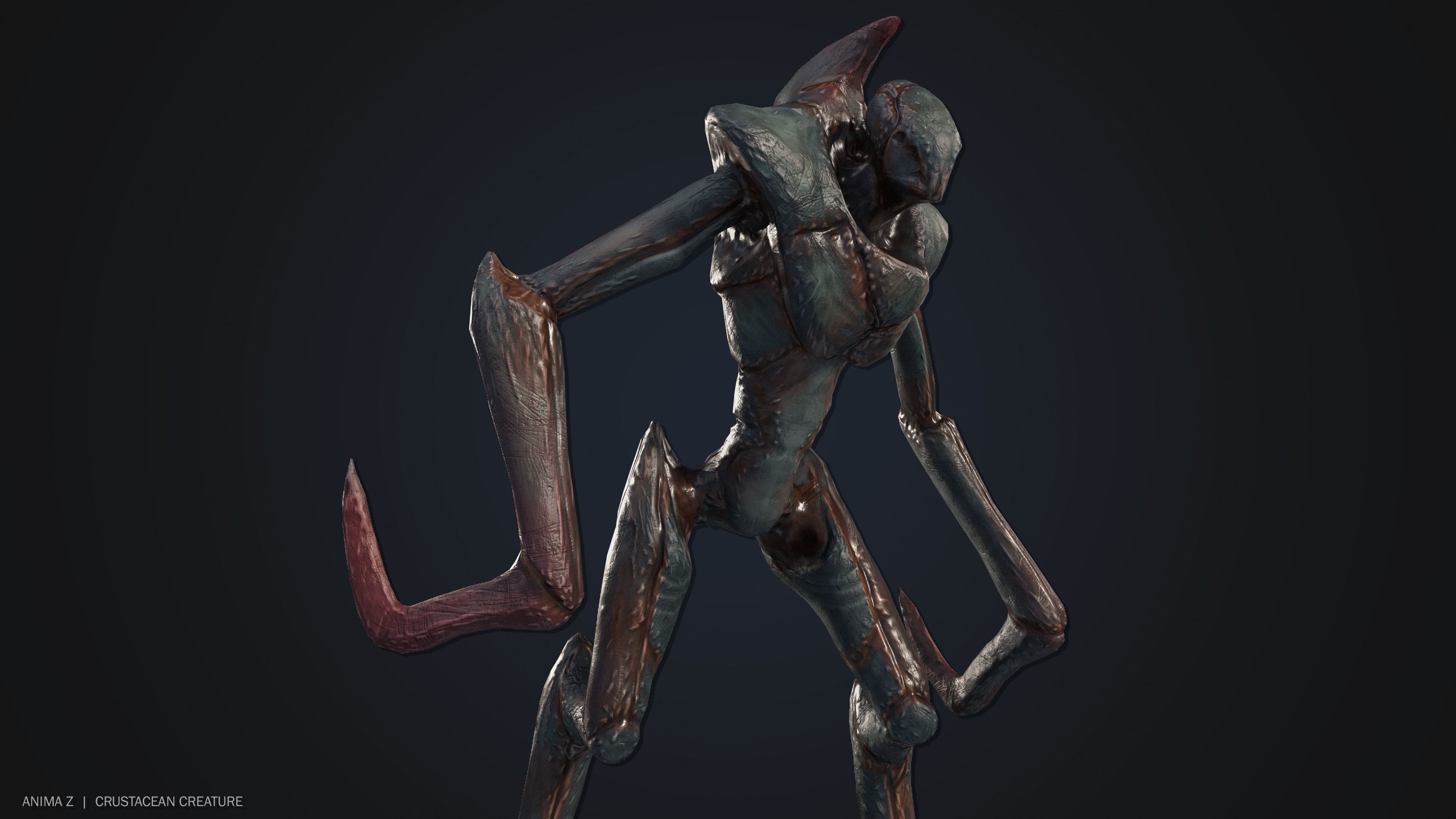 Crustacean creature Low-poly 3D model_7
