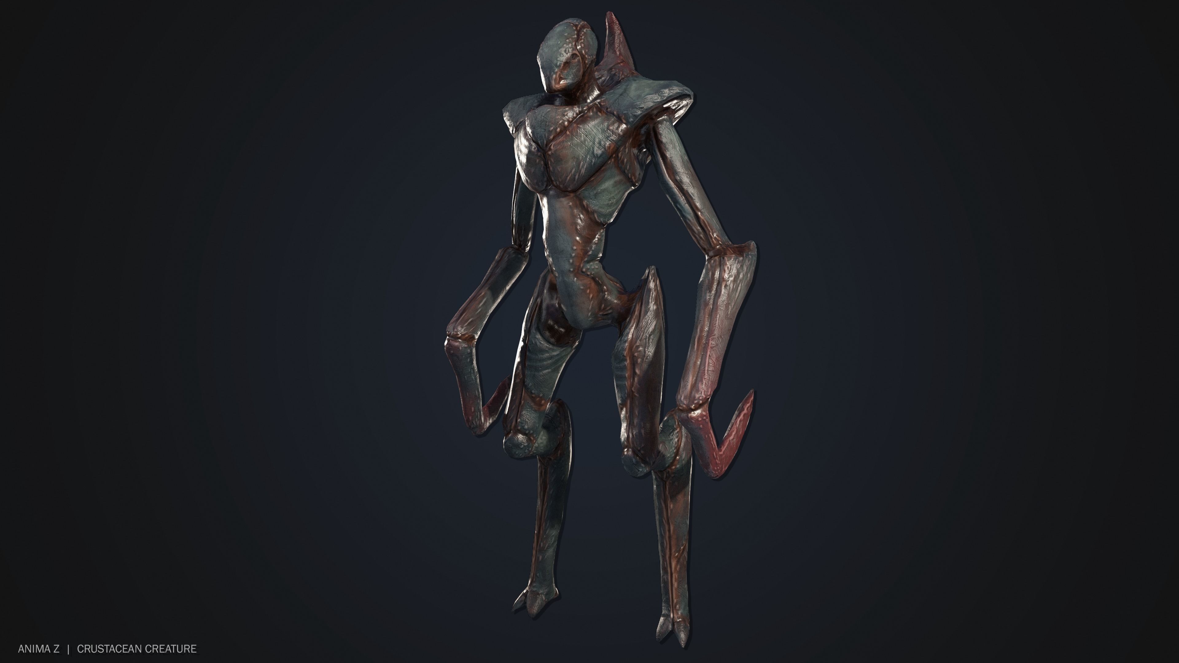 Crustacean creature Low-poly 3D model_4