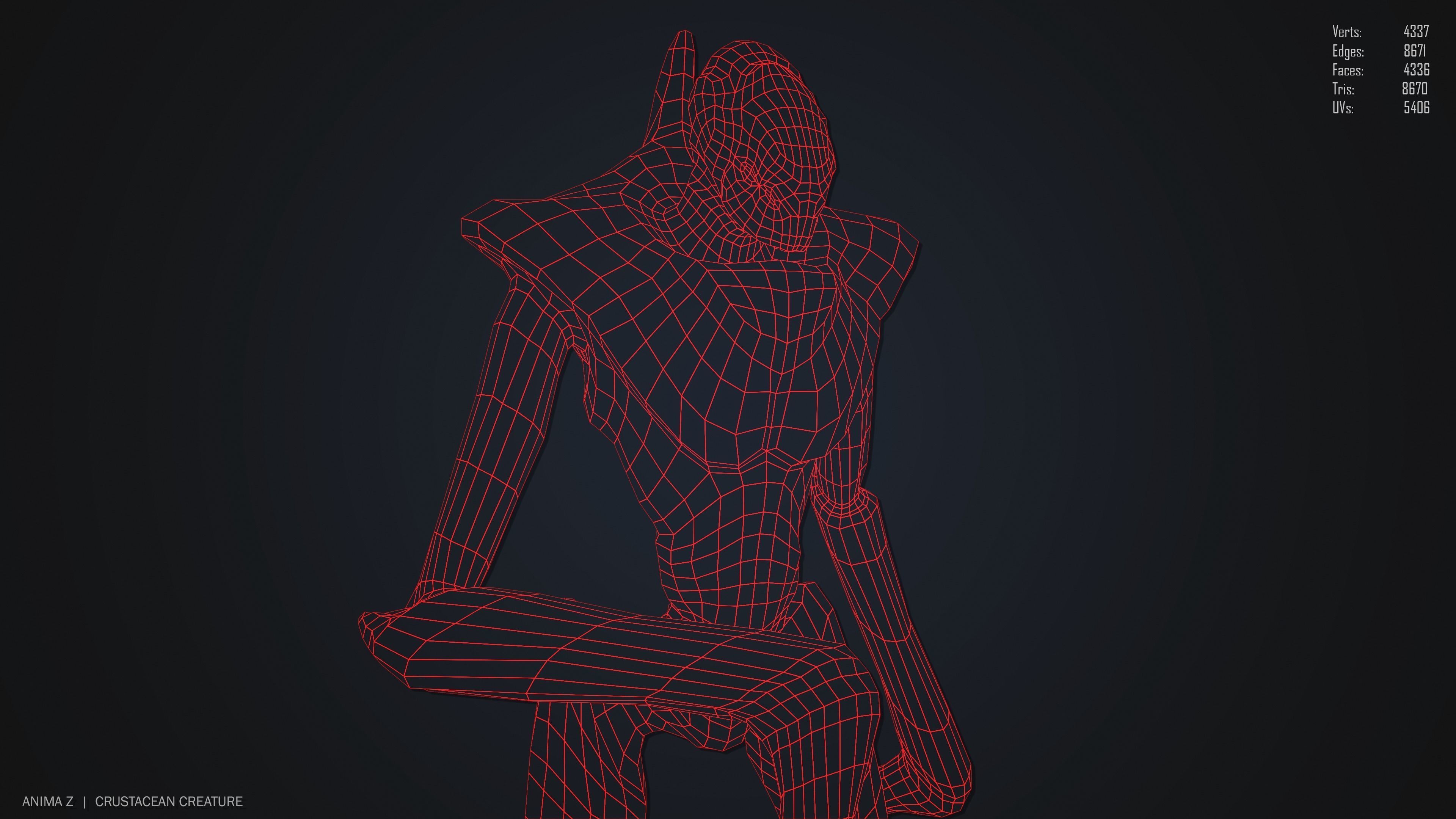 Crustacean creature Low-poly 3D model_11