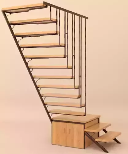 stairs wooden staircase with metal railings