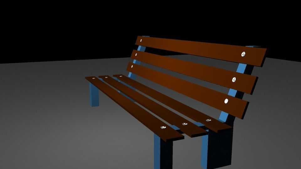Wooden Bench Low-poly 3D model_1
