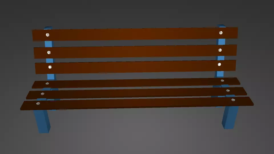 Wooden Bench Low-poly 3D model_0
