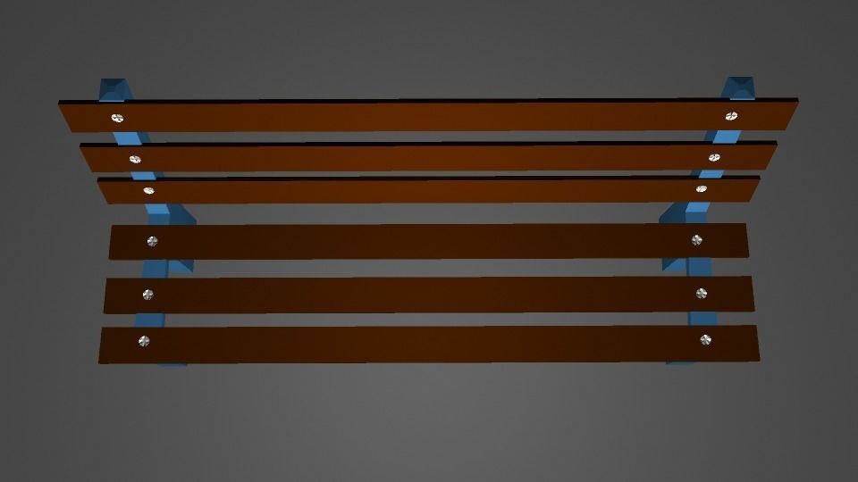 Wooden Bench Low-poly 3D model_2