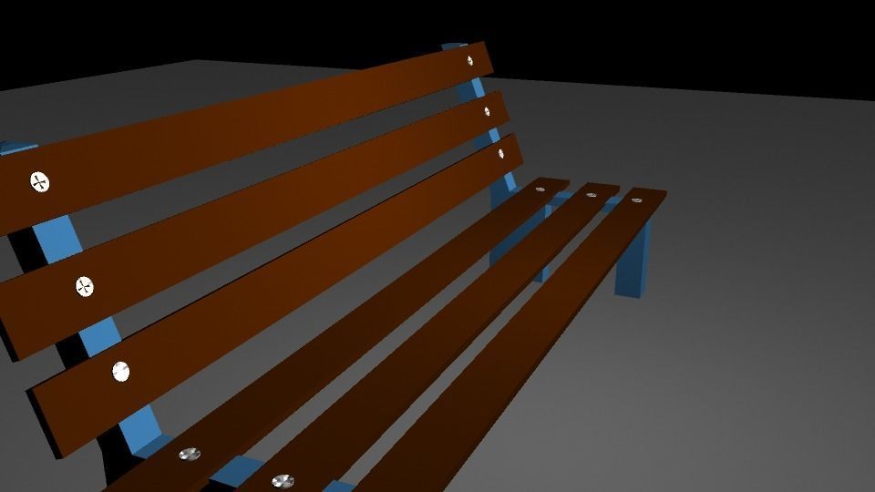 Wooden Bench Low-poly 3D model_3