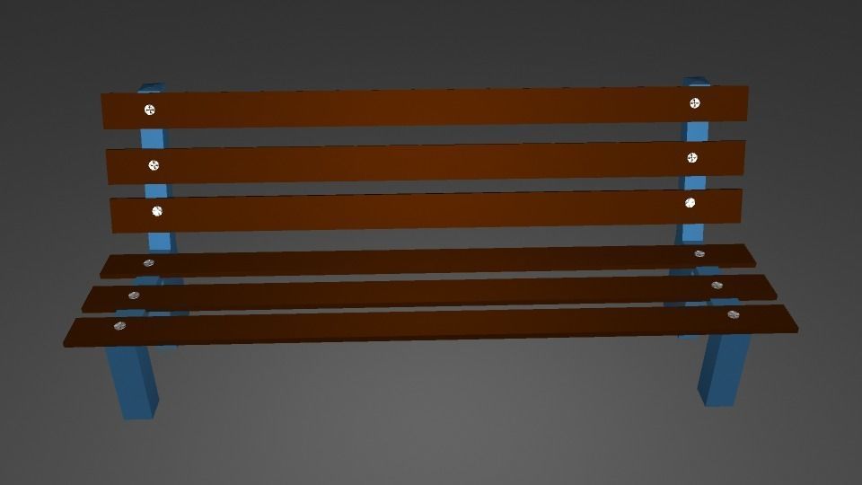 Wooden Bench Low-poly 3D model_4
