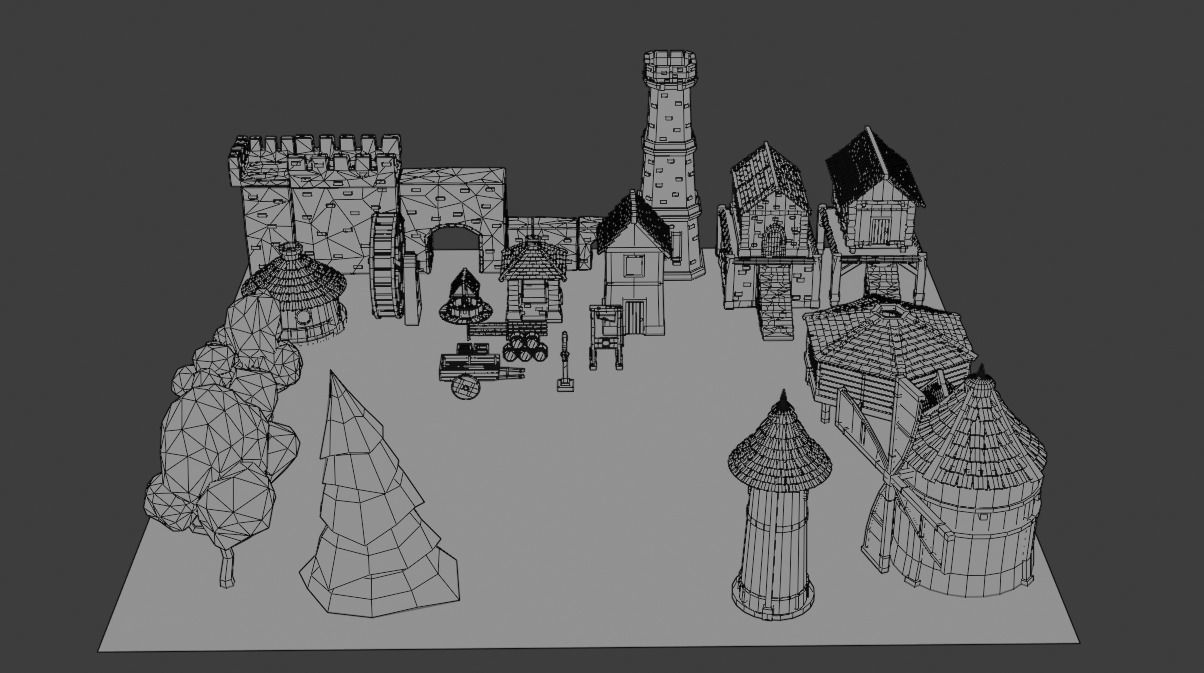 low poly asset pack village Low-poly 3D model_4