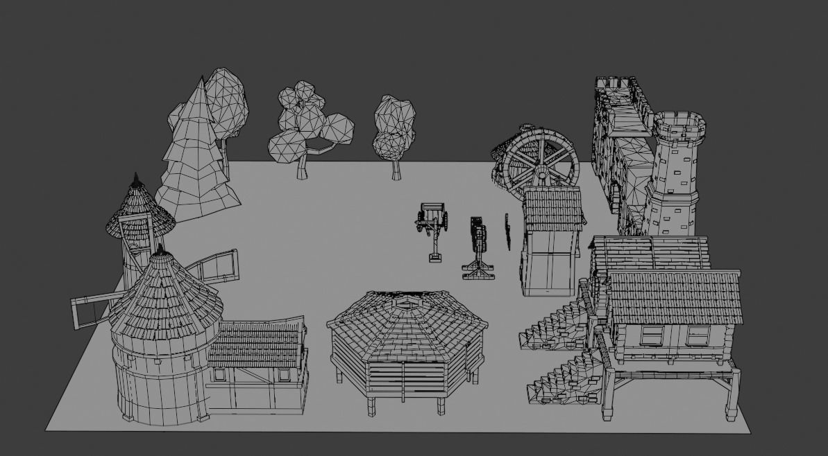 low poly asset pack village Low-poly 3D model_5
