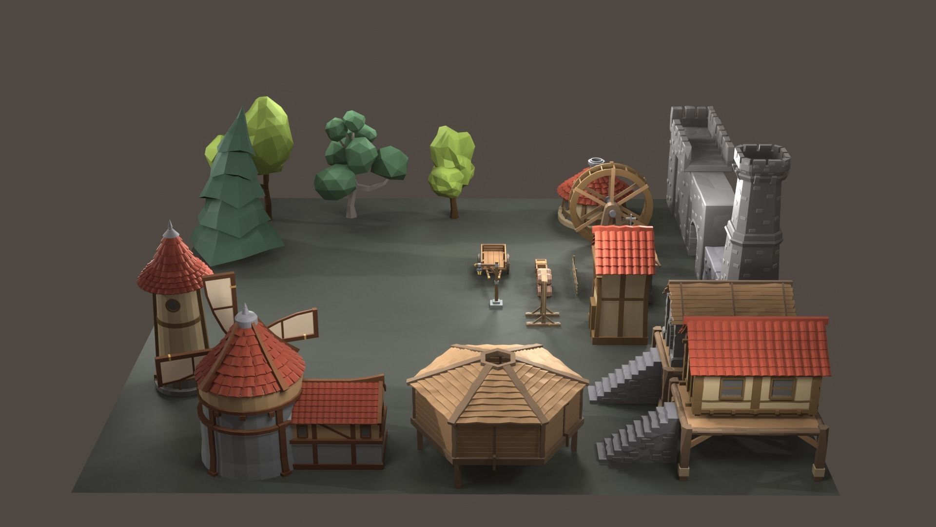 low poly asset pack village Low-poly 3D model_2