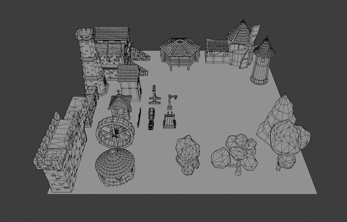 low poly asset pack village Low-poly 3D model_3