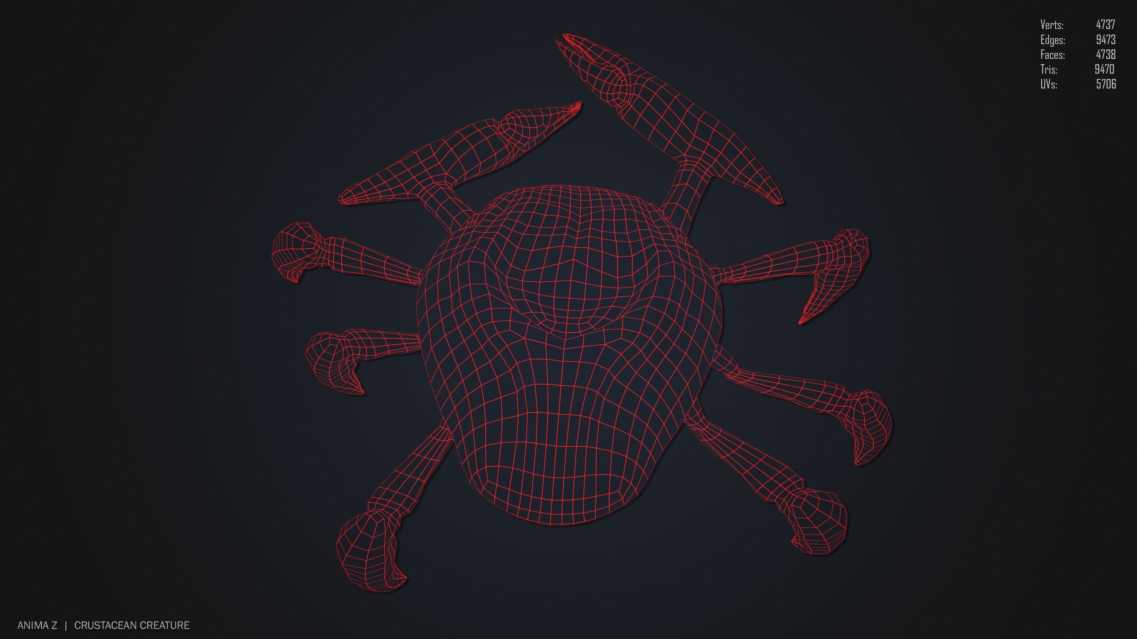 Crustacean creature Low-poly 3D model_13