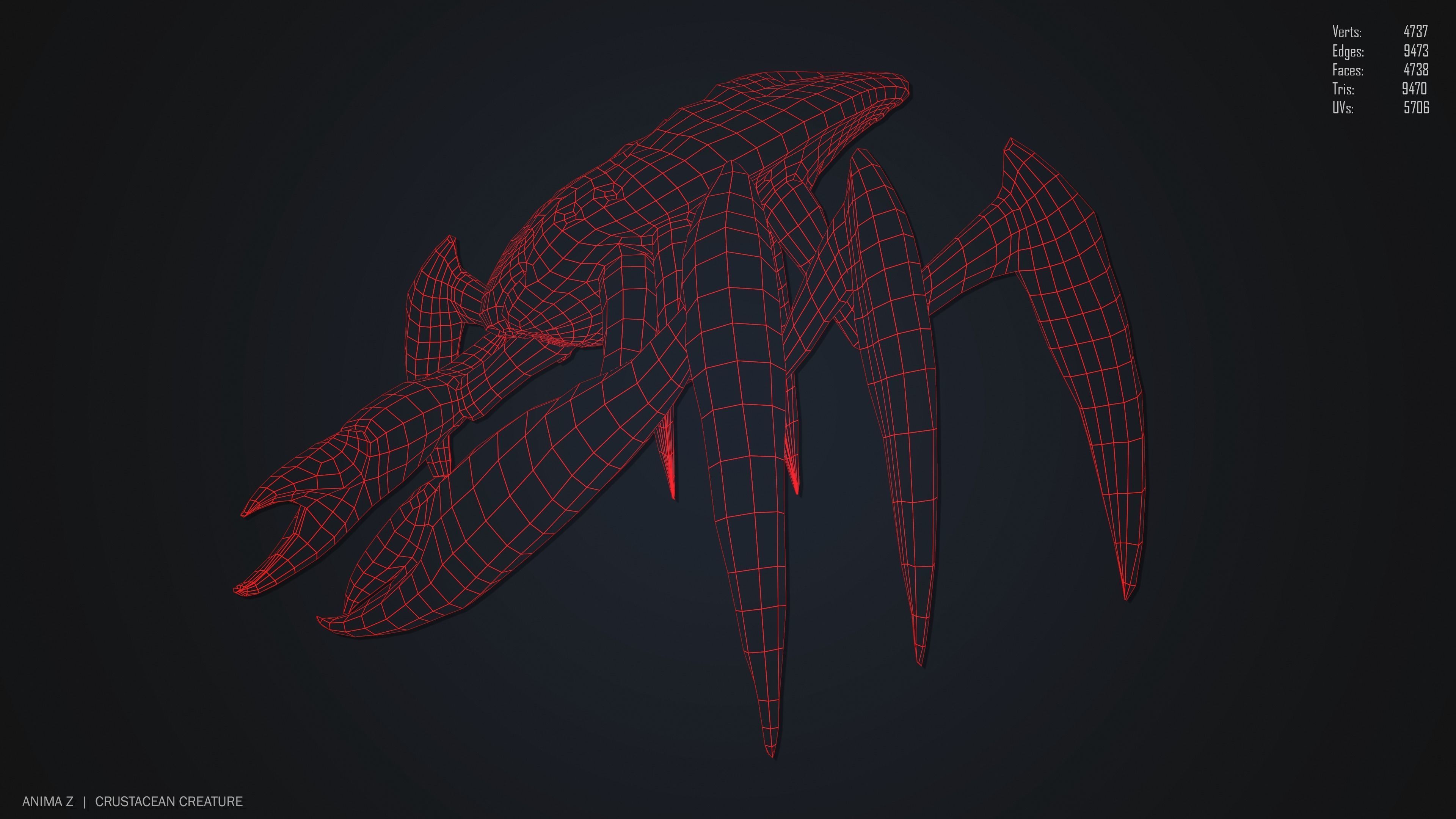 Crustacean creature Low-poly 3D model_11