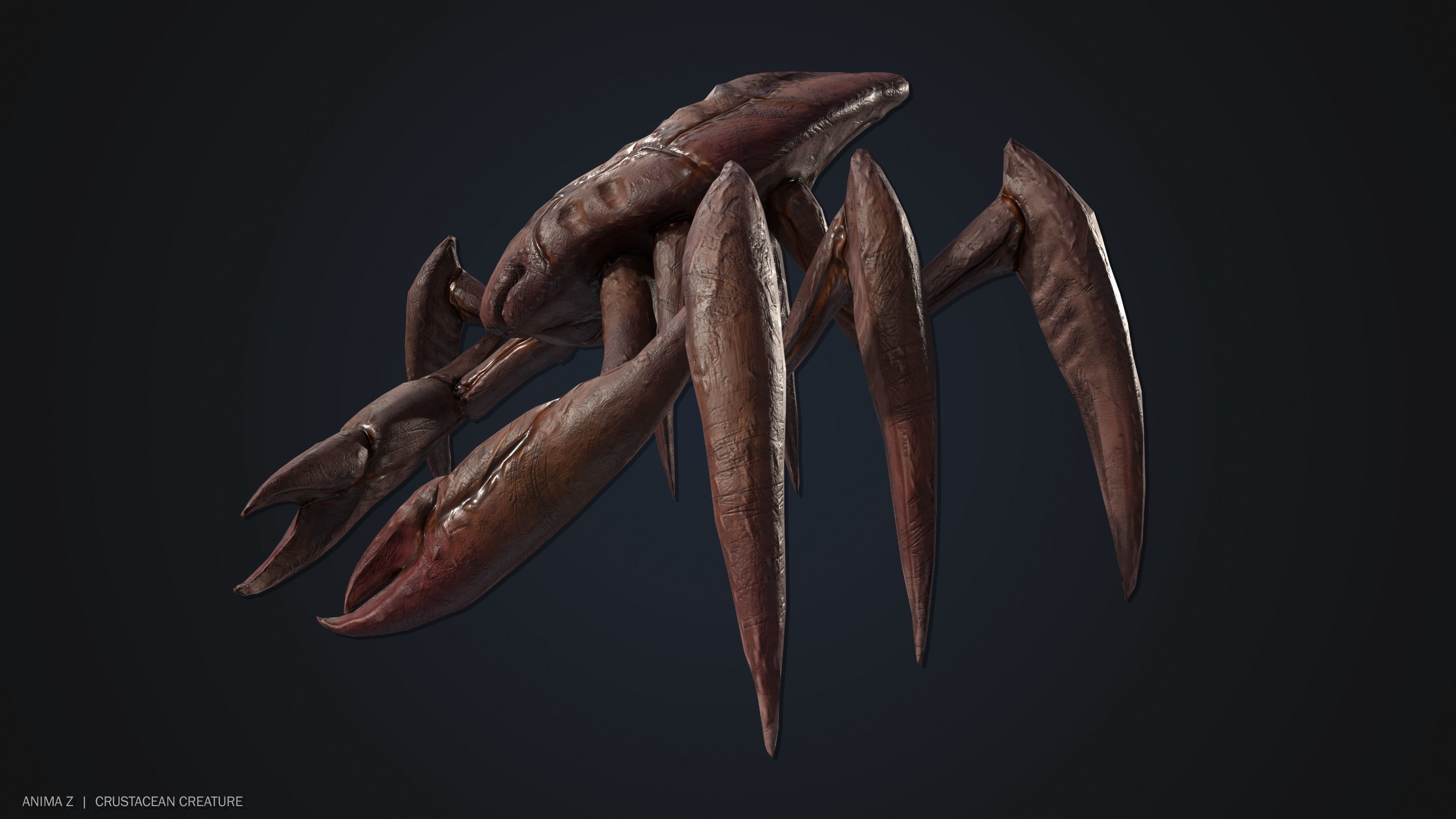 Crustacean creature Low-poly 3D model_4