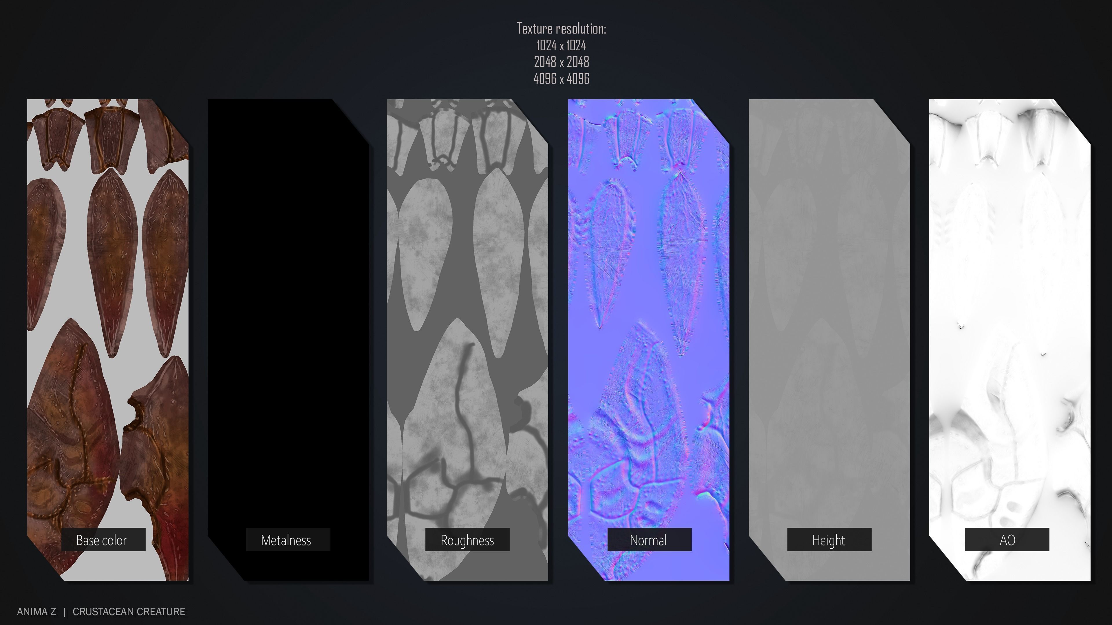 Crustacean creature Low-poly 3D model_3