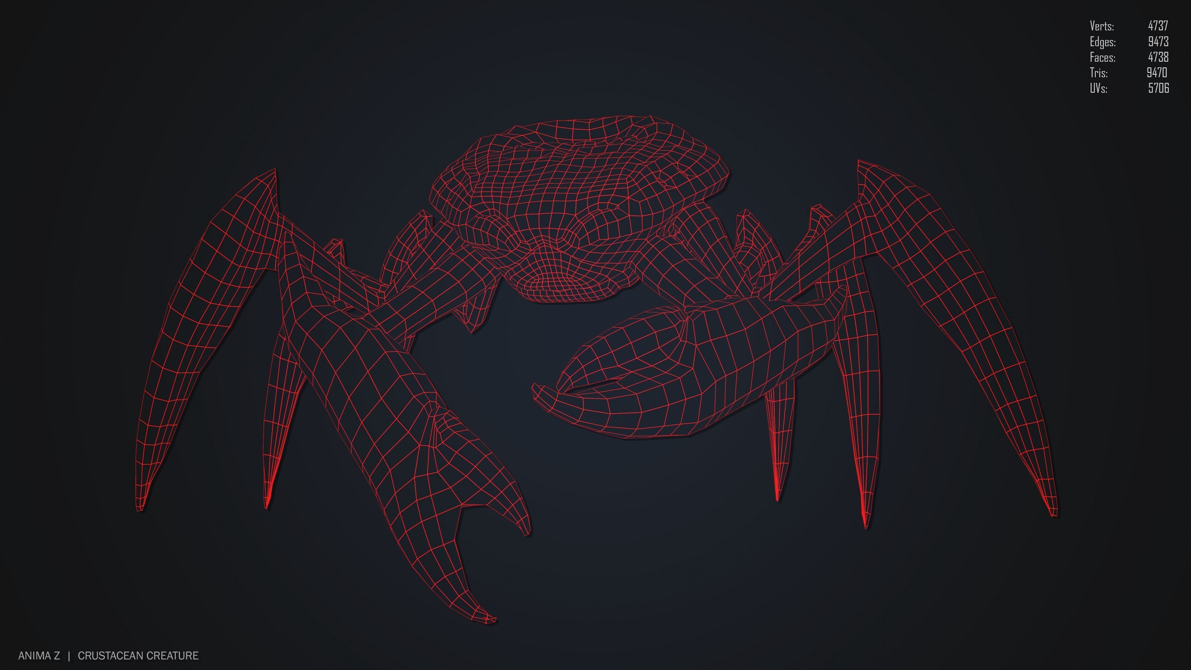 Crustacean creature Low-poly 3D model_10