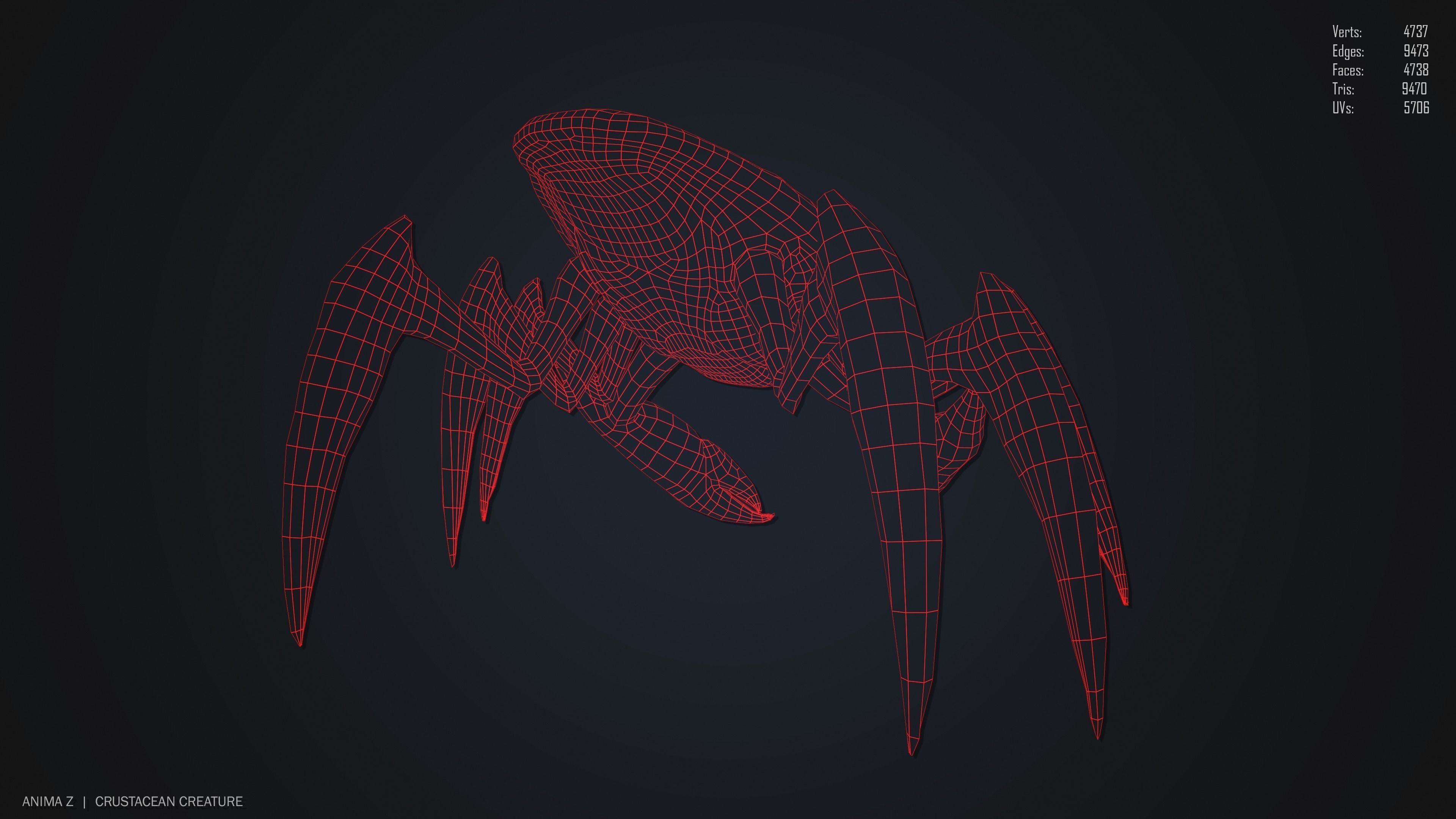 Crustacean creature Low-poly 3D model_12