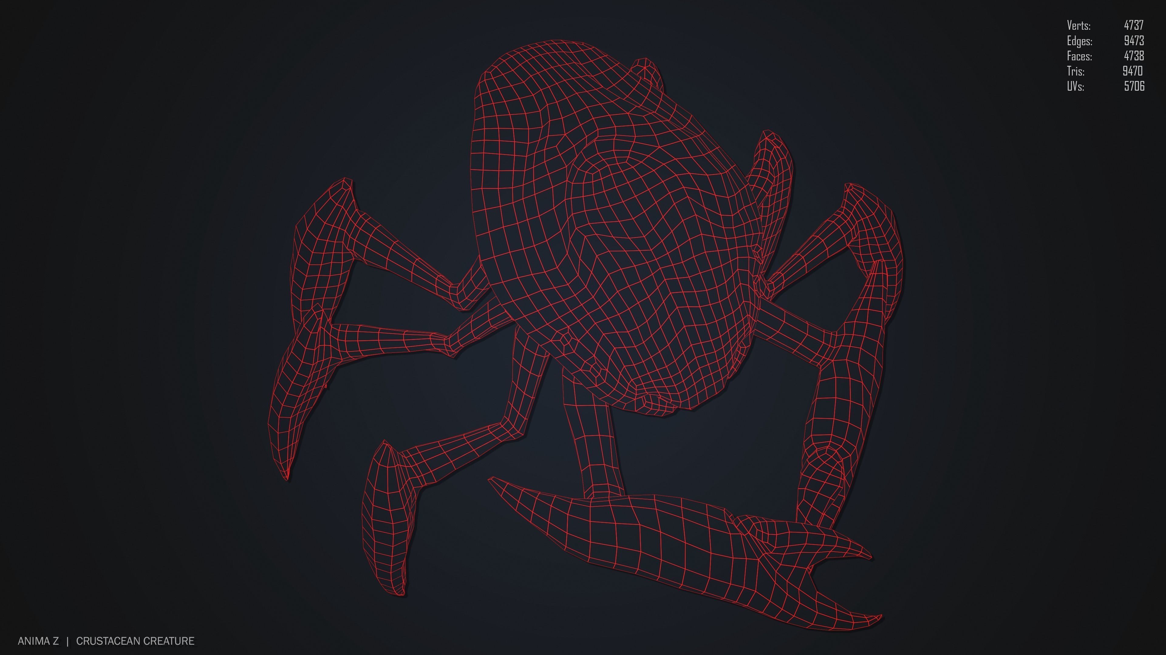 Crustacean creature Low-poly 3D model_14