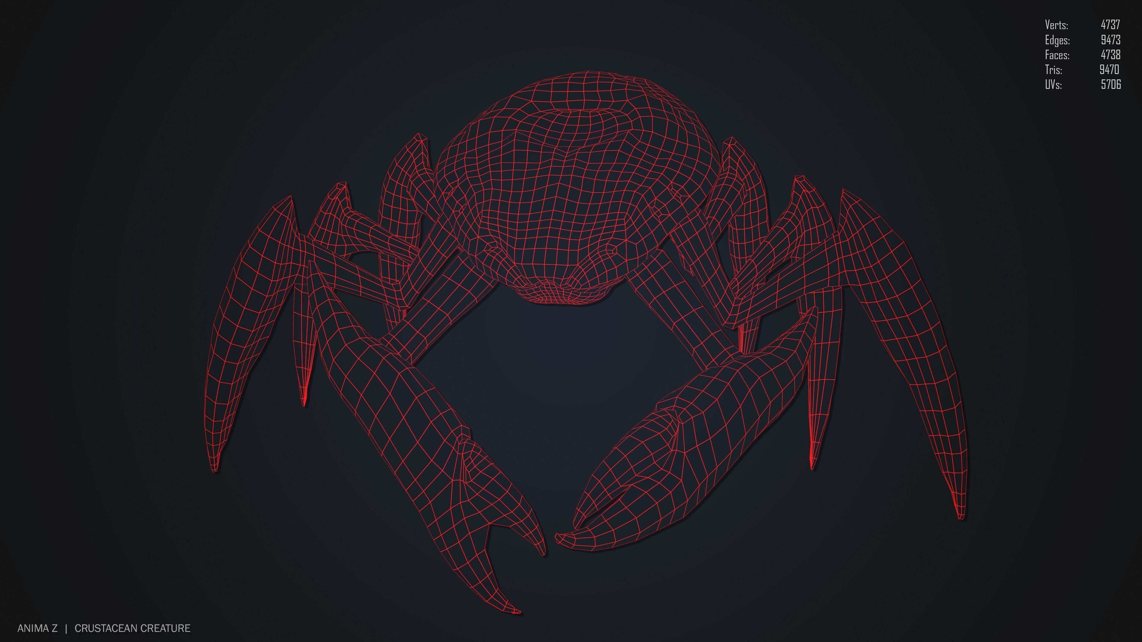 Crustacean creature Low-poly 3D model_9