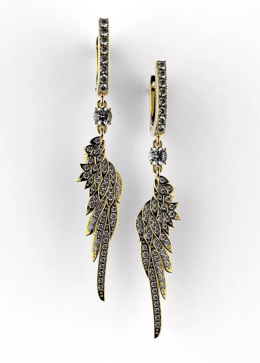 feather earrings 3D print model
