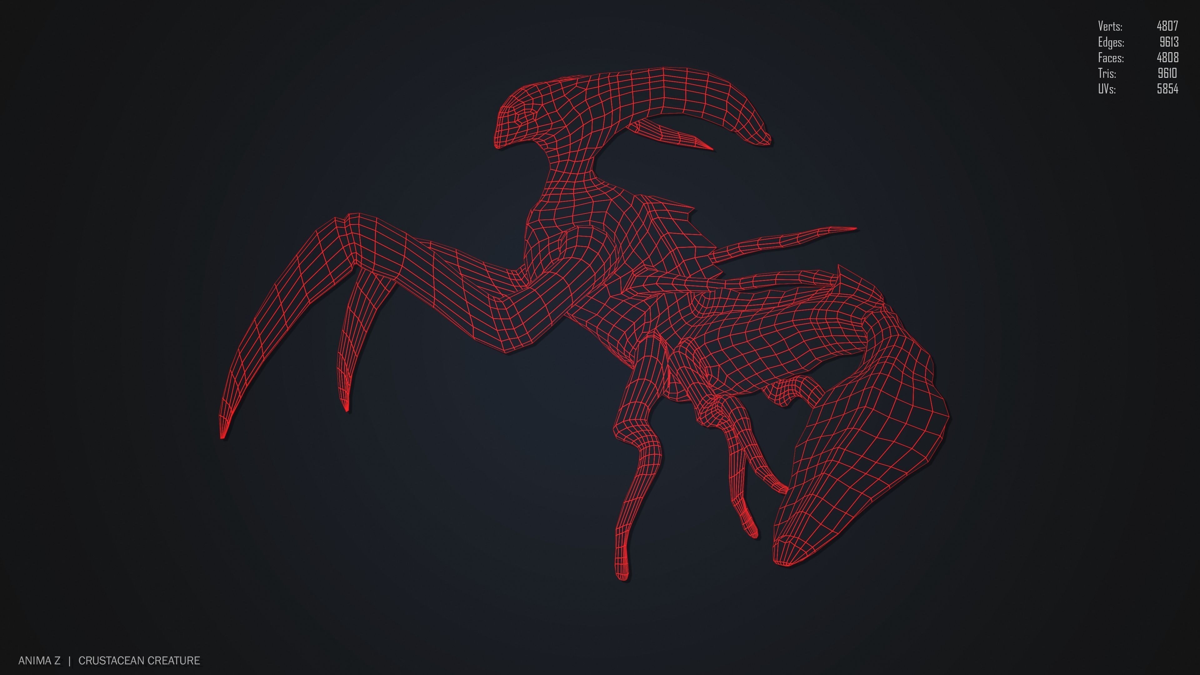 Crustacean creature Low-poly 3D model_13