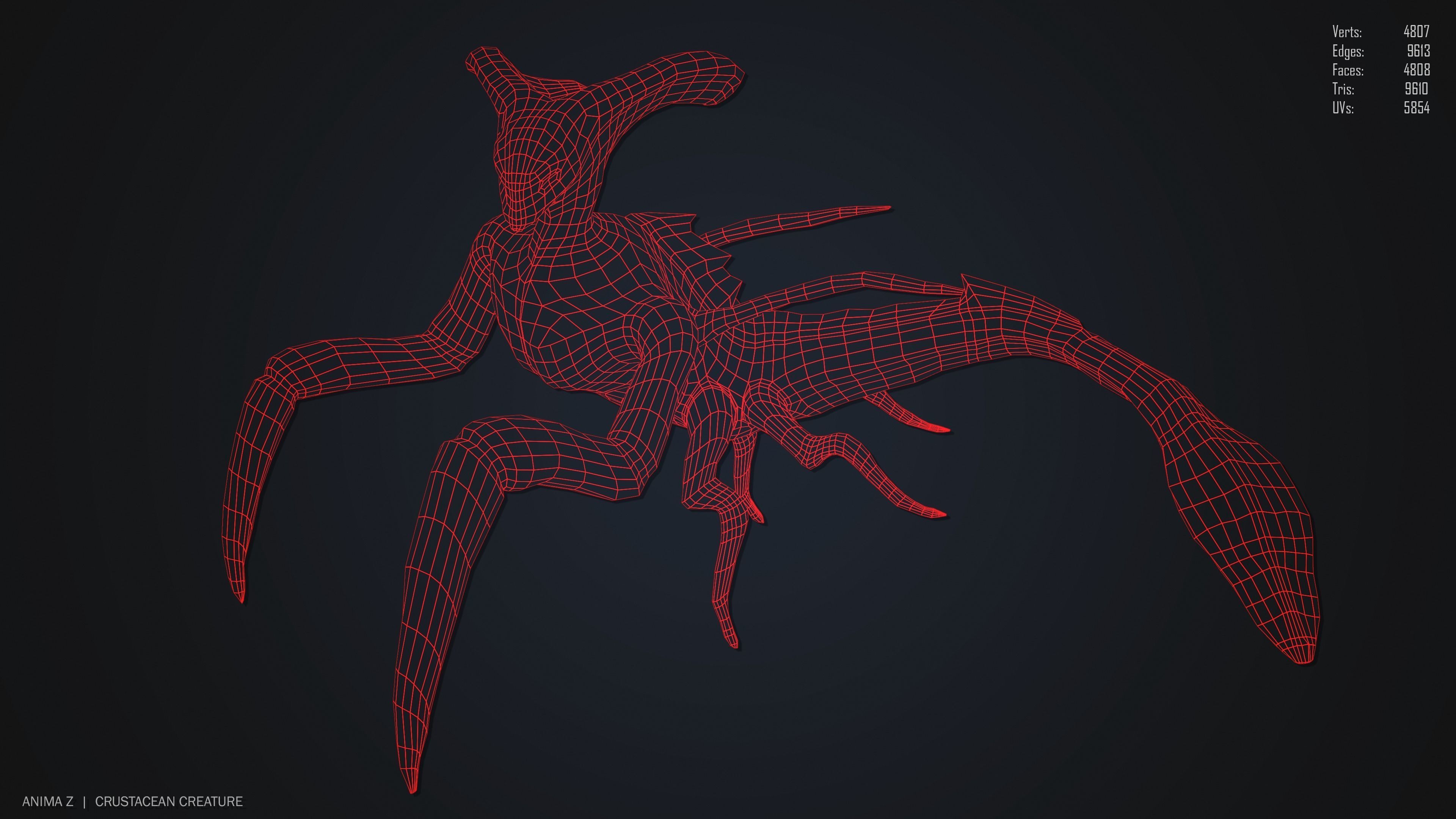 Crustacean creature Low-poly 3D model_11