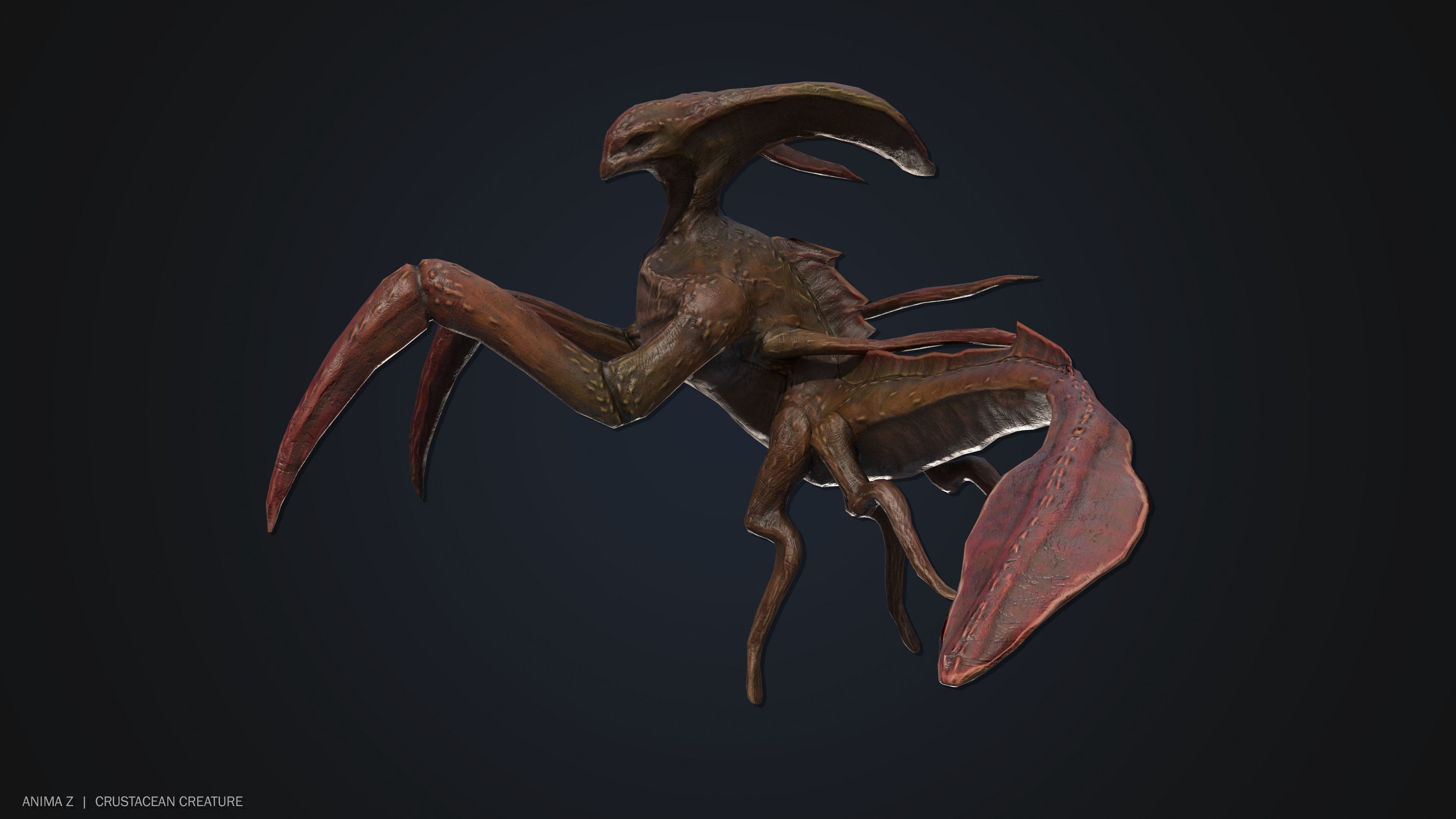 Crustacean creature Low-poly 3D model_1