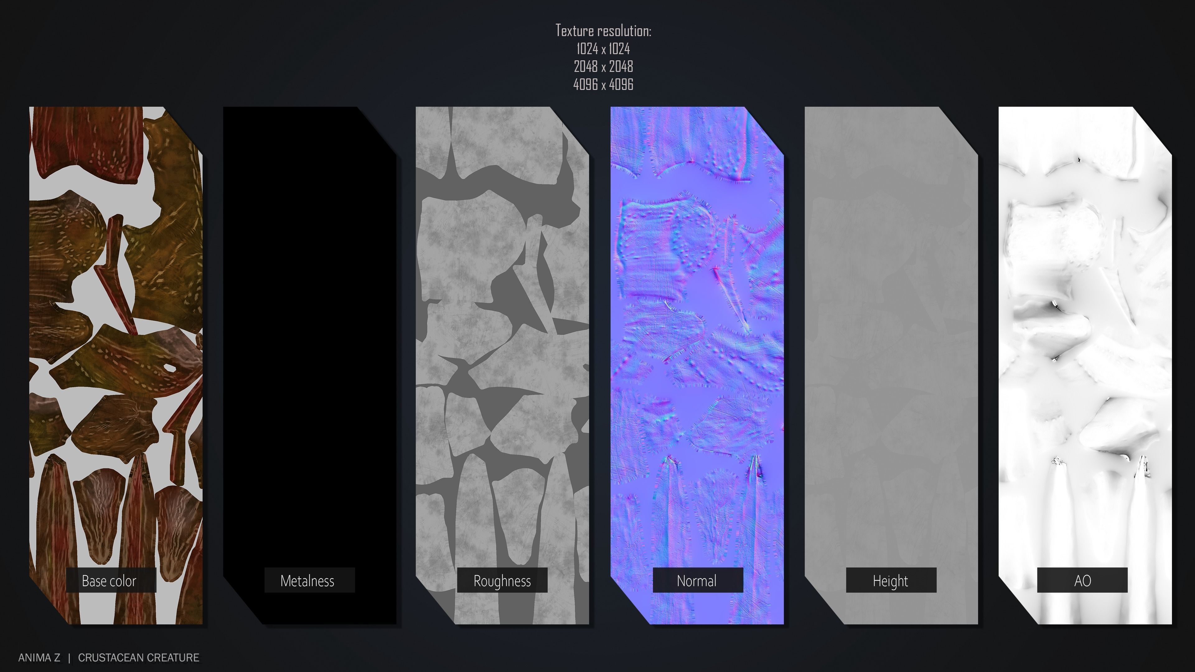 Crustacean creature Low-poly 3D model_3