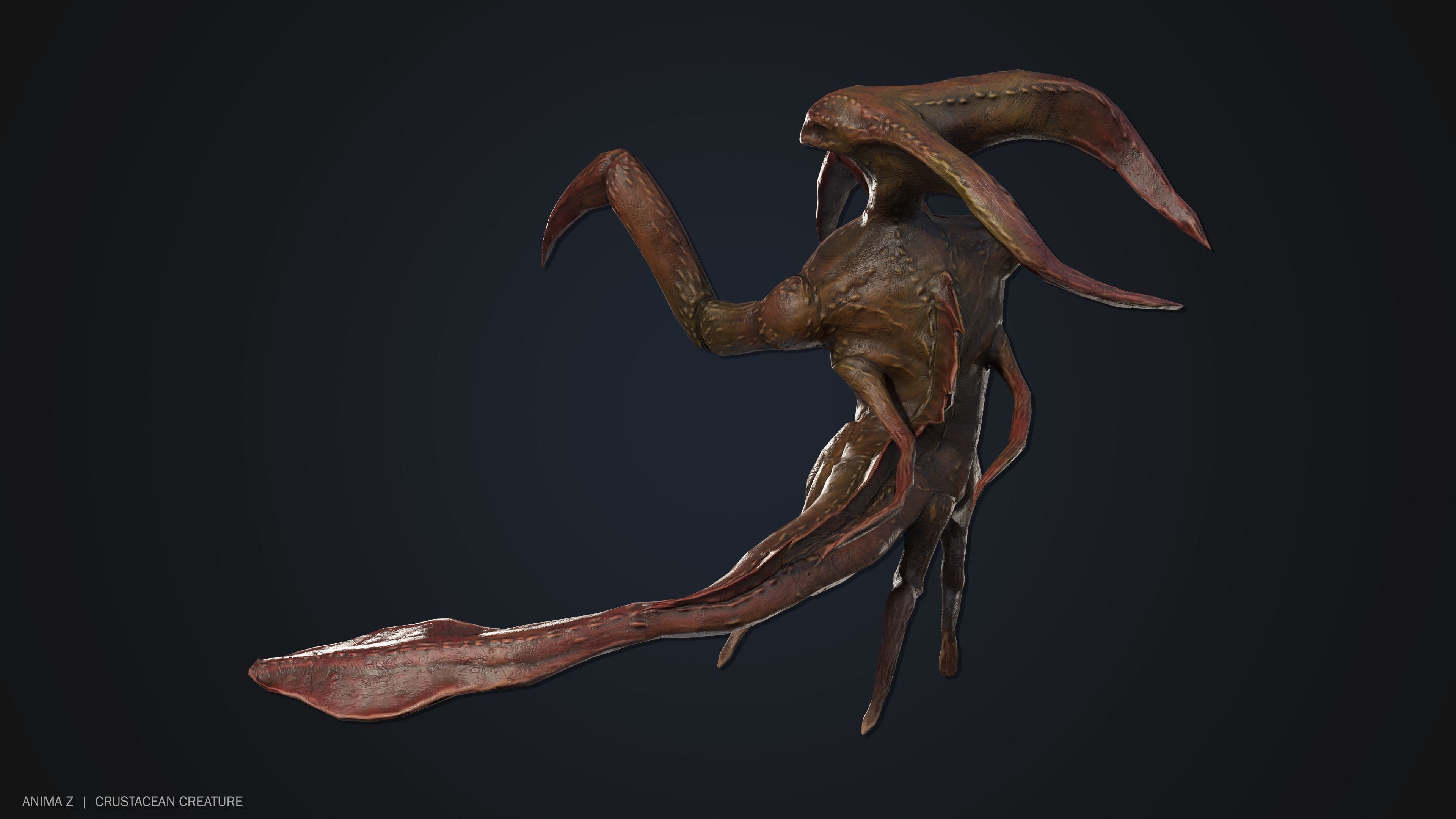 Crustacean creature Low-poly 3D model_5