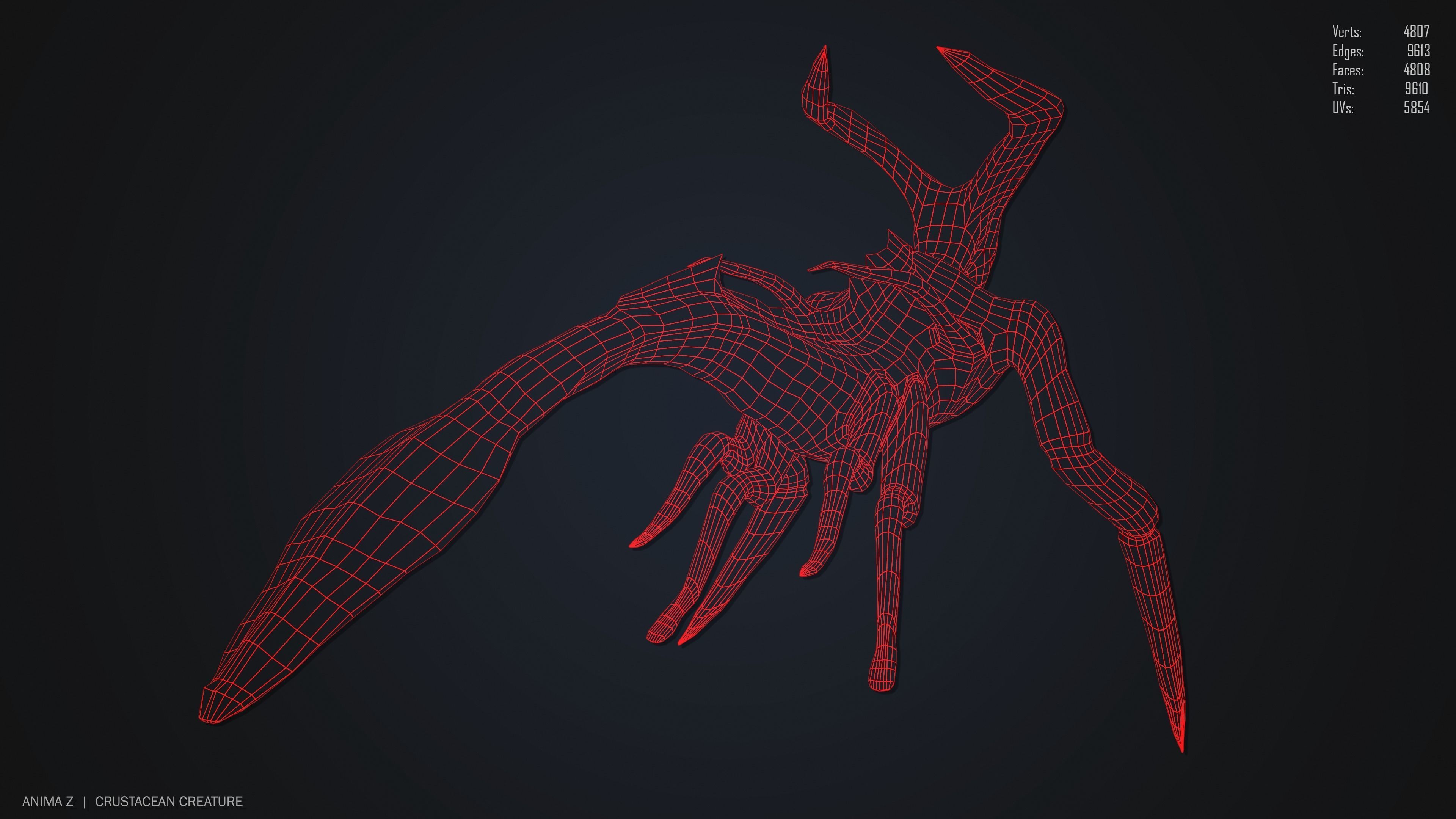 Crustacean creature Low-poly 3D model_10