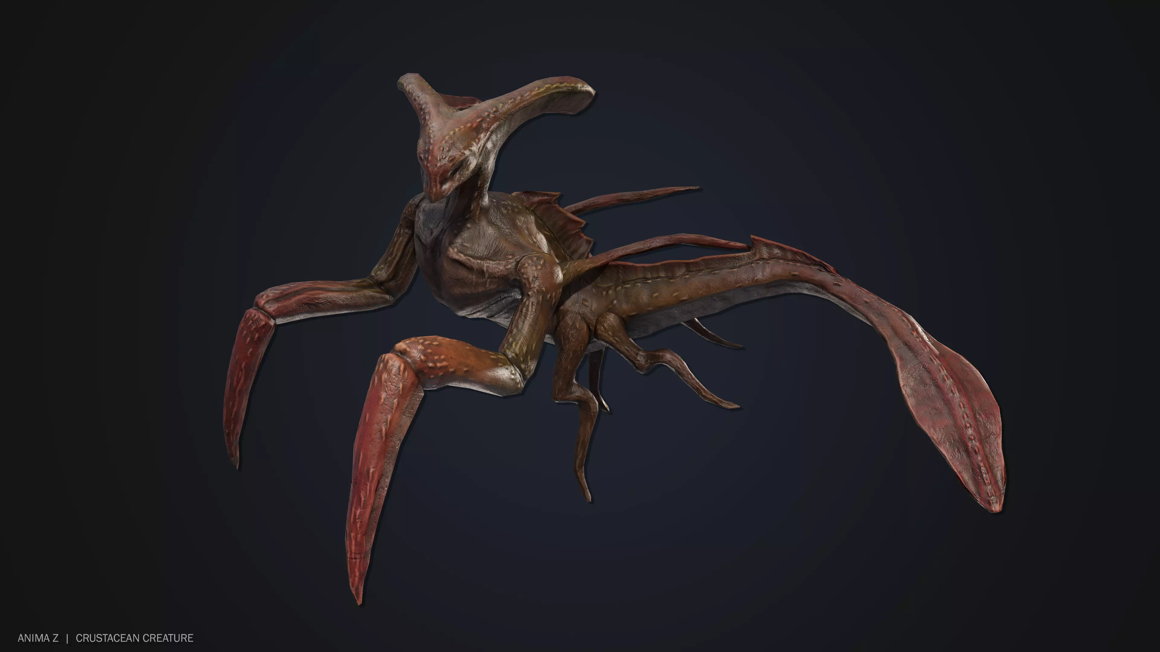 Crustacean creature Low-poly 3D model_0