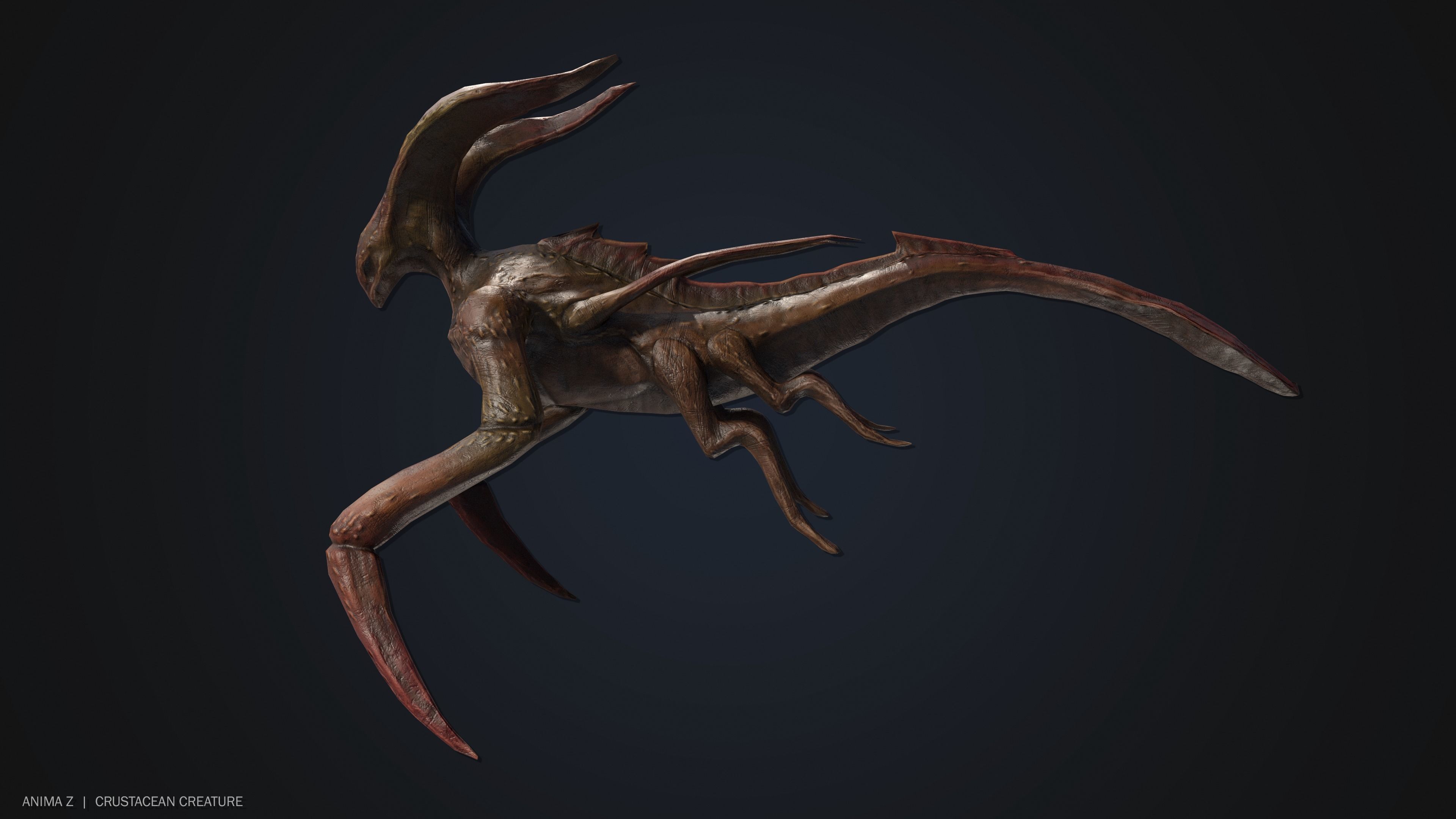 Crustacean creature Low-poly 3D model_4