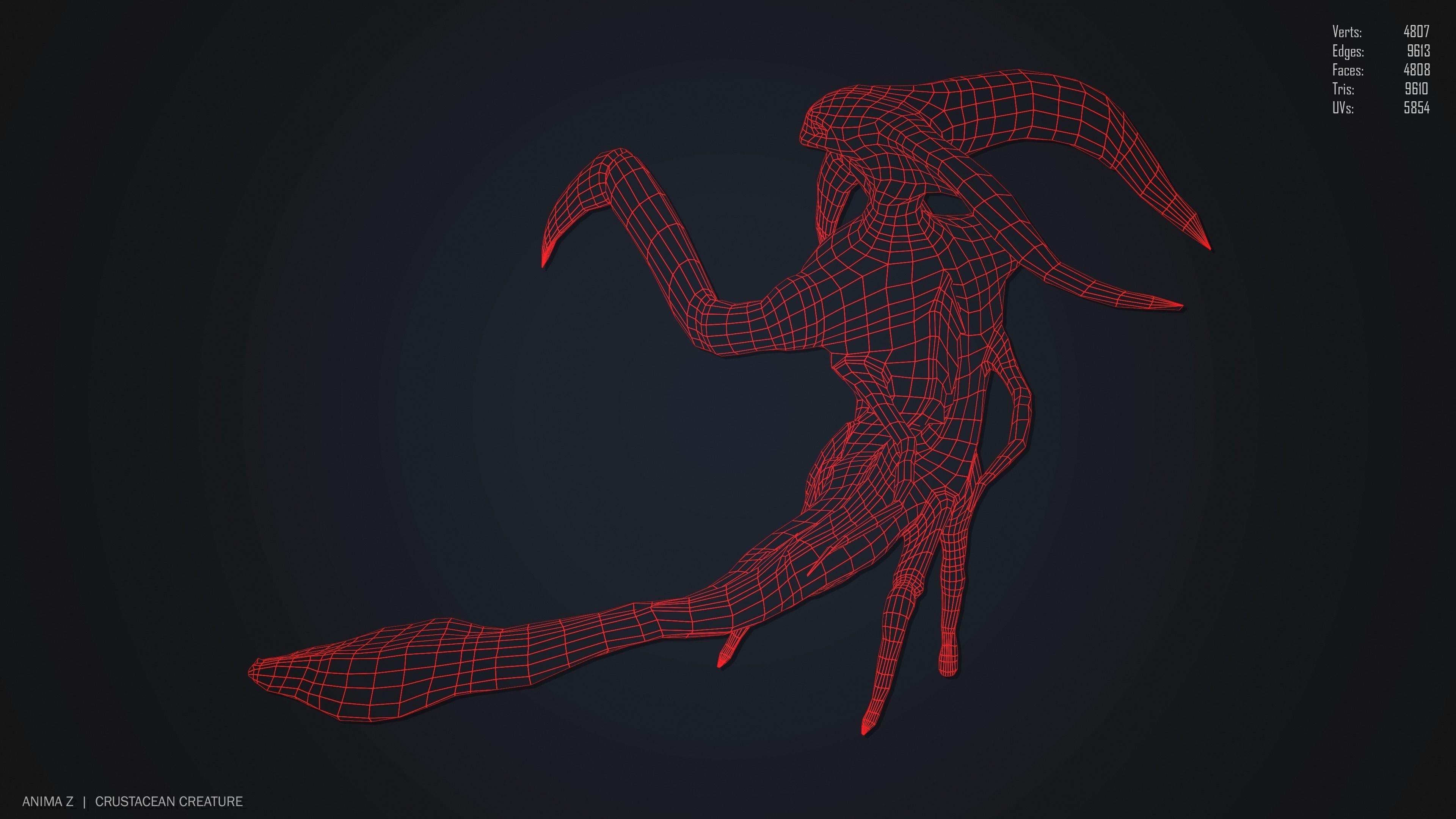 Crustacean creature Low-poly 3D model_12