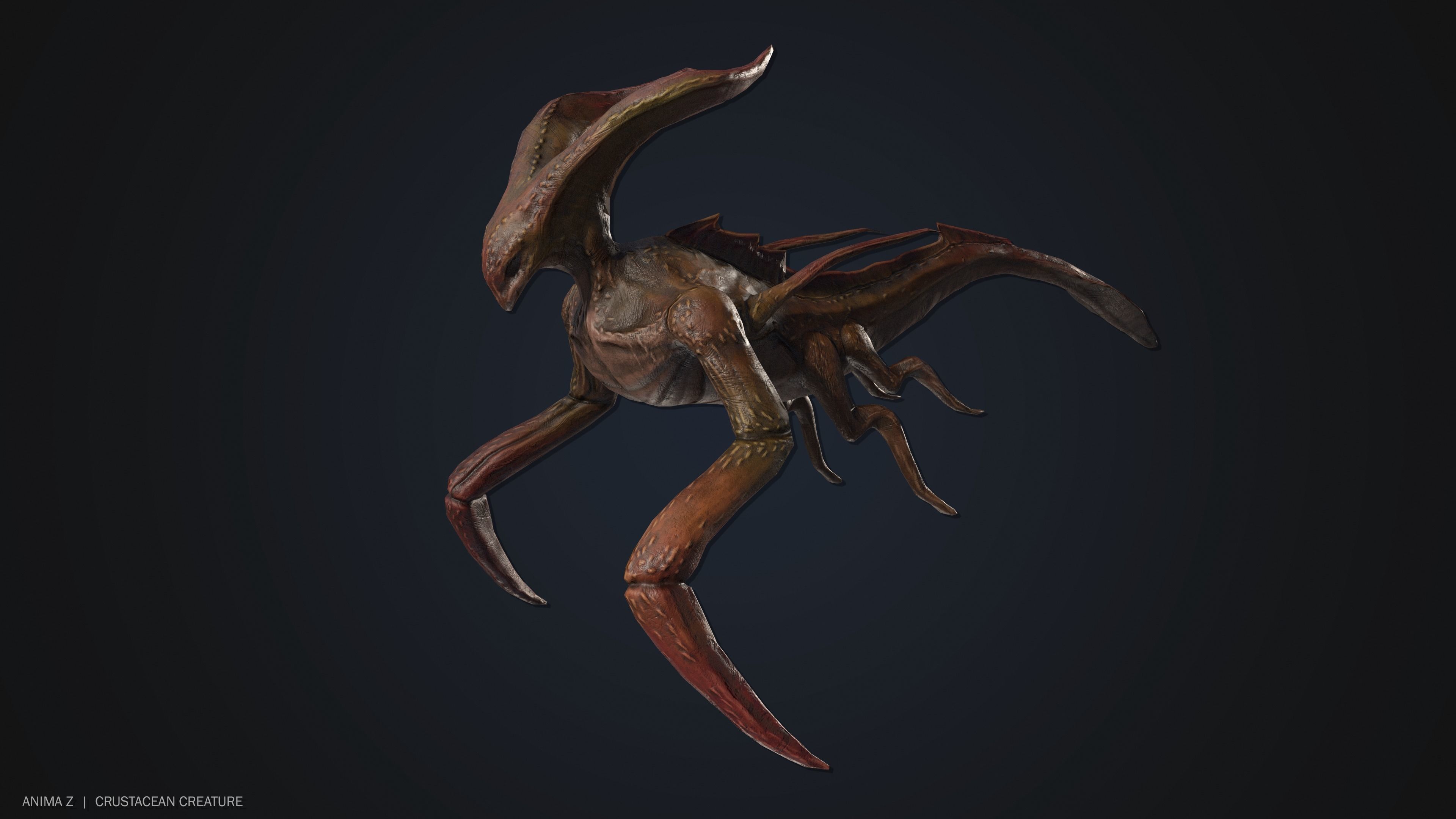 Crustacean creature Low-poly 3D model_6