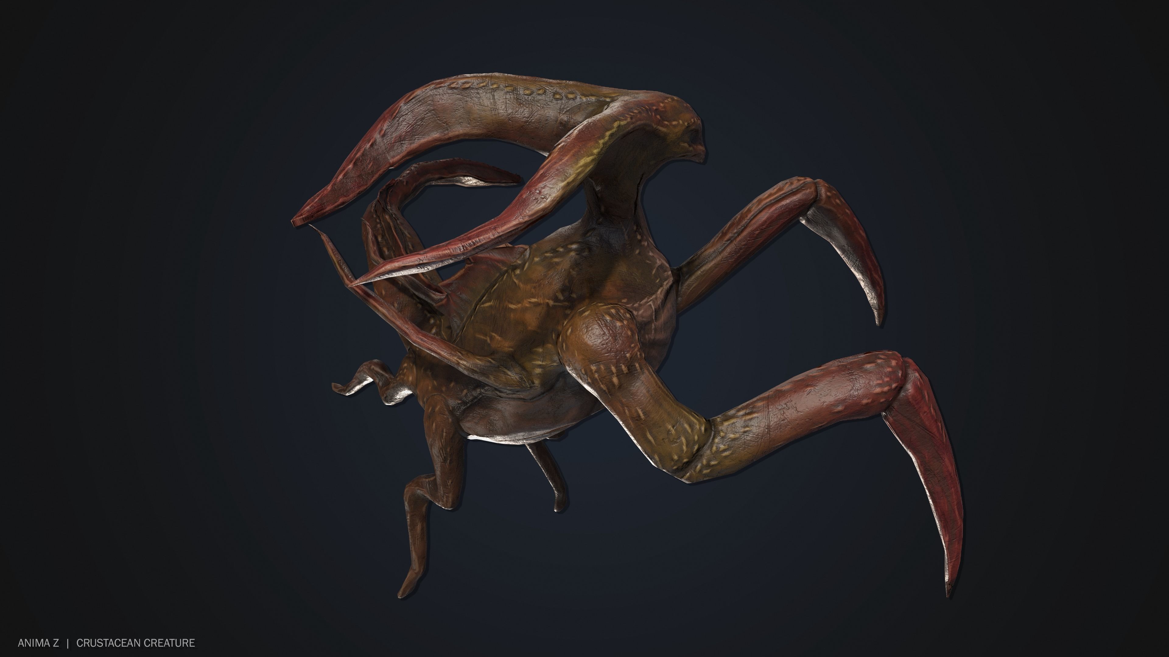 Crustacean creature Low-poly 3D model_8