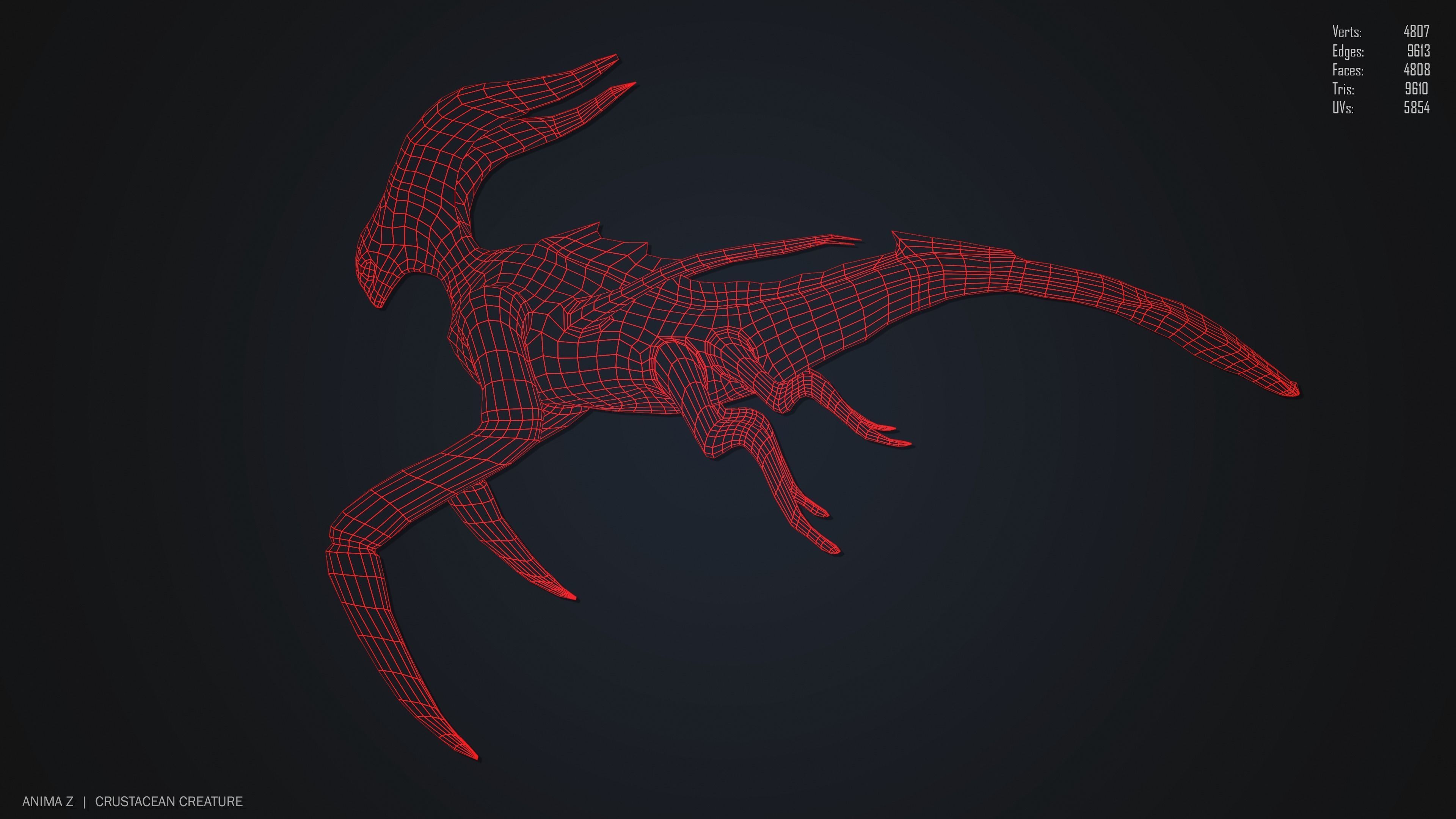Crustacean creature Low-poly 3D model_9