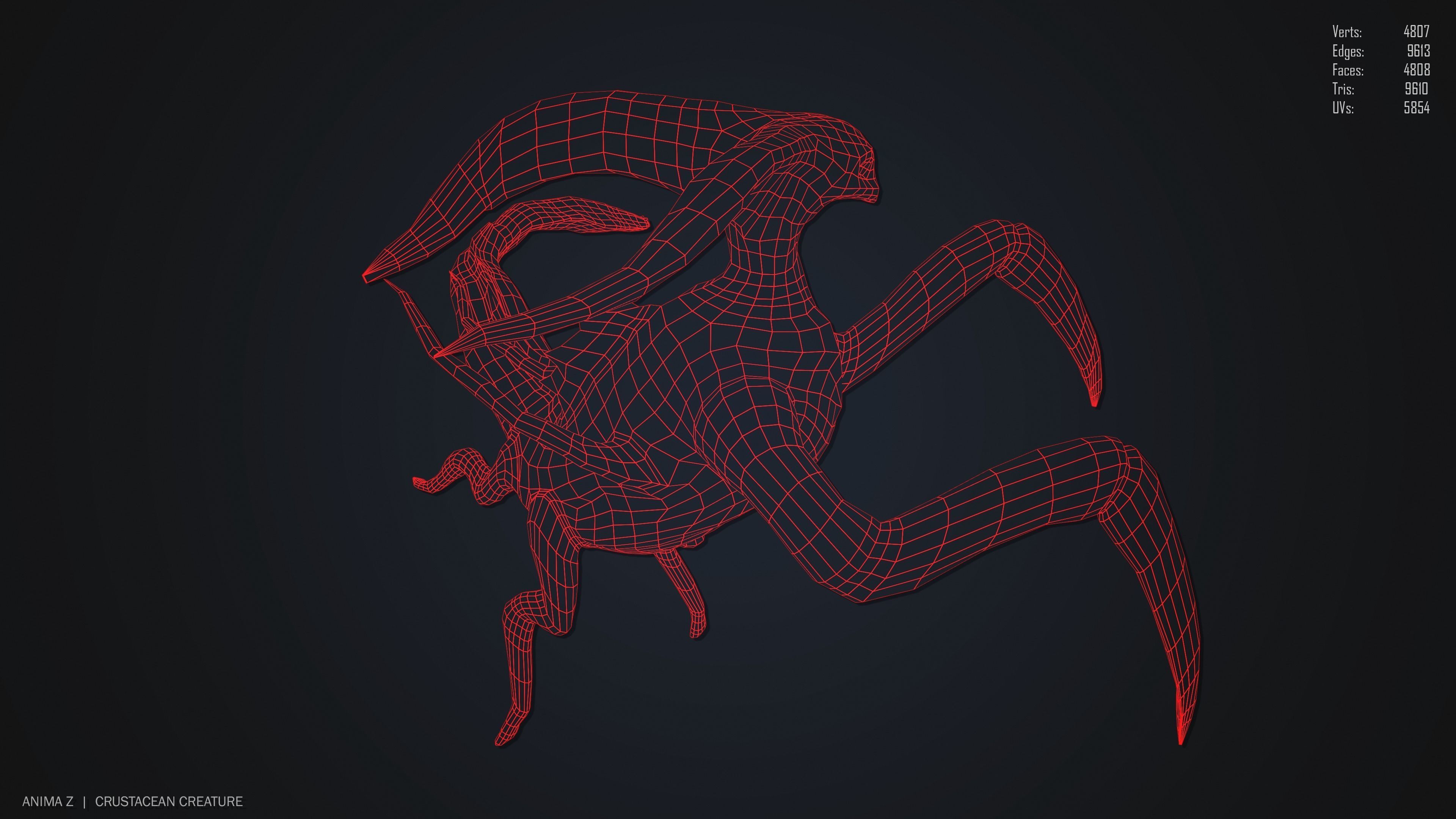 Crustacean creature Low-poly 3D model_14