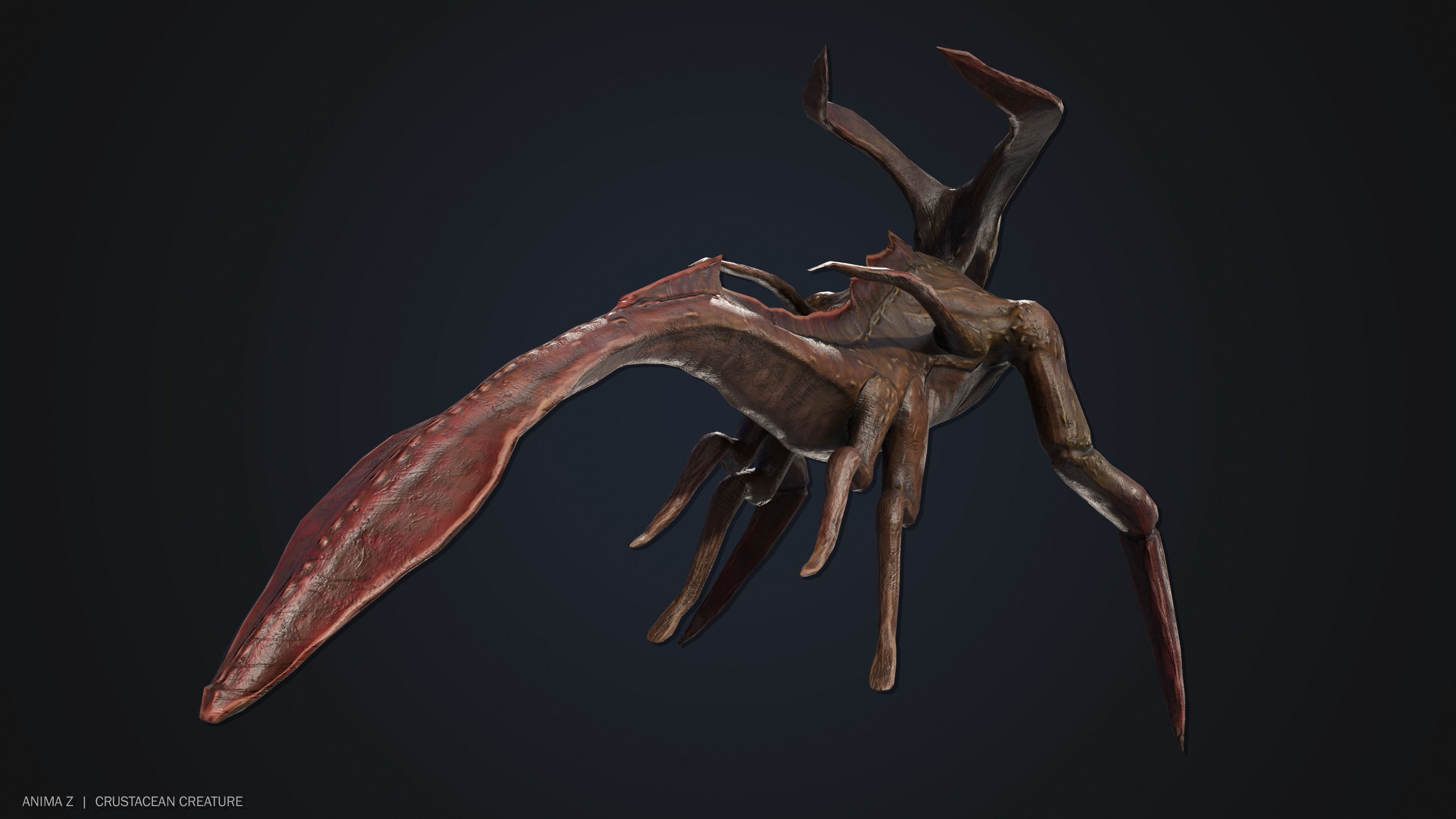 Crustacean creature Low-poly 3D model_7