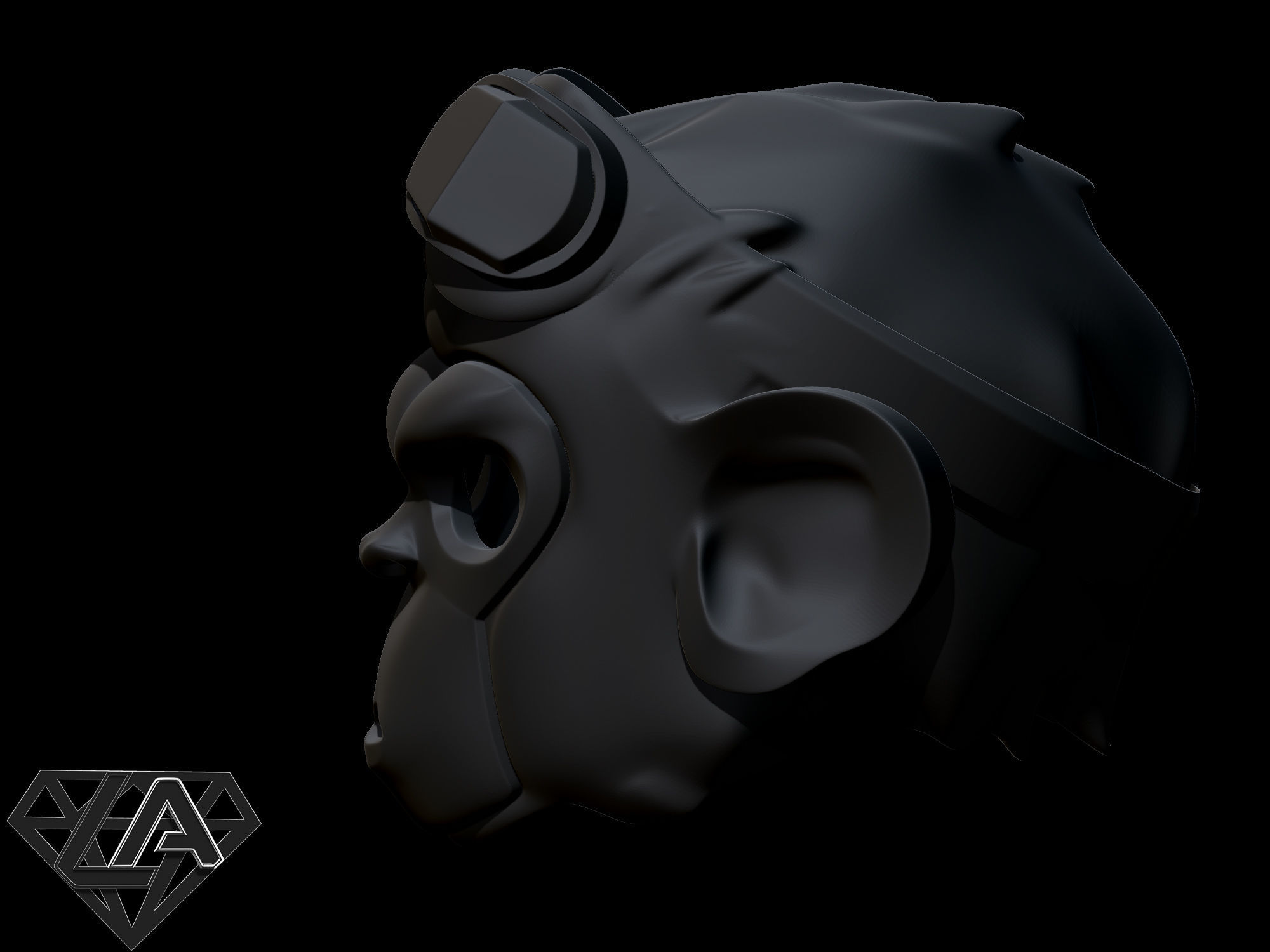 Monkey Pogo custom helmet 3D print model_9