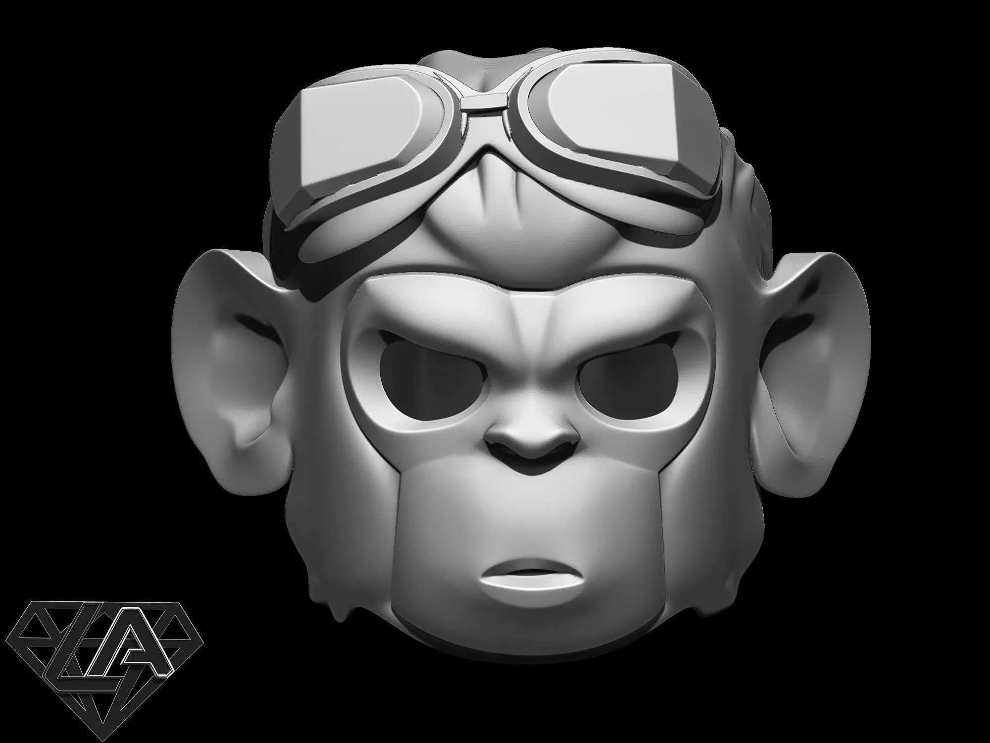 Monkey Pogo custom helmet 3D print model_0